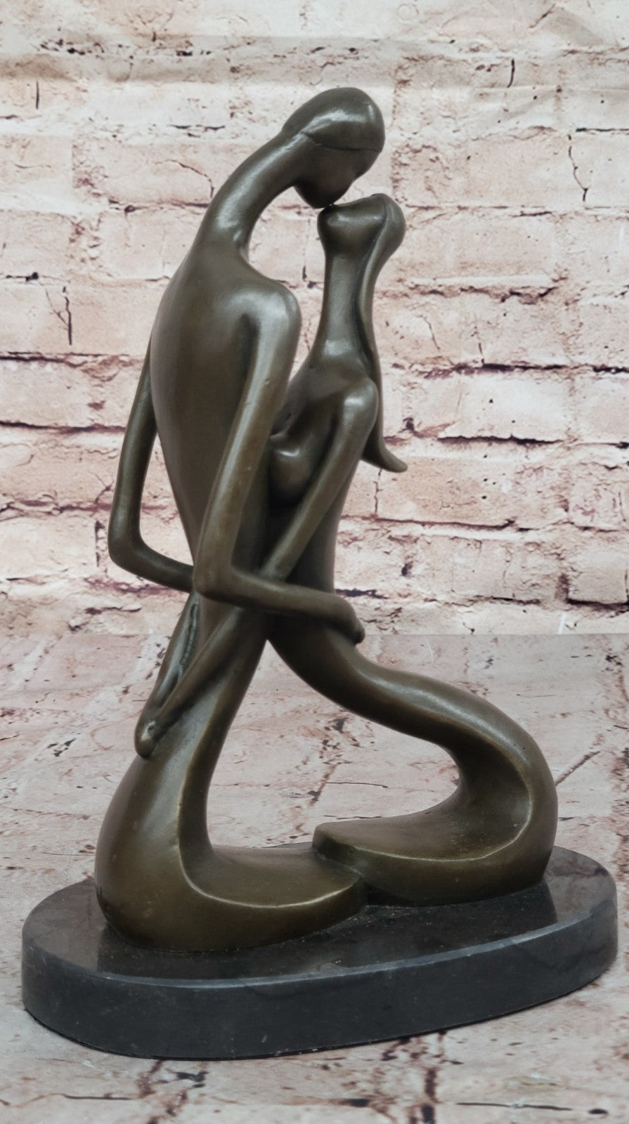 100% Real Bronze Sculpture Nude Lovers Couple Erotic Sexy Art Deco Abstract SALE