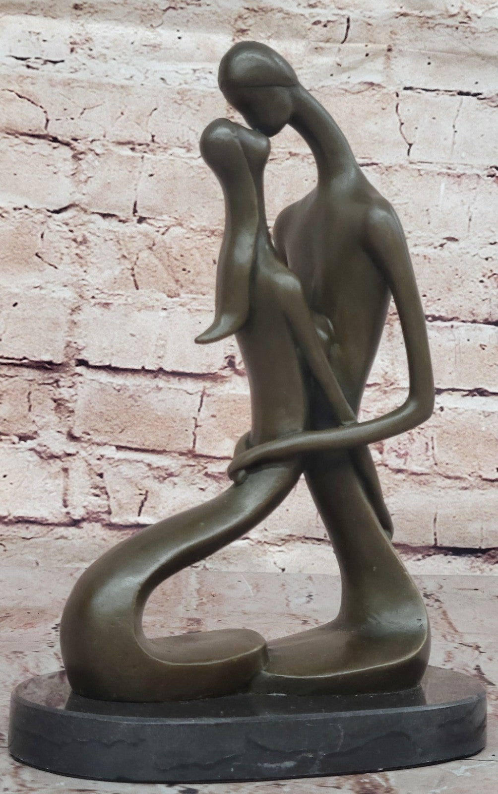 100% Real Bronze Sculpture Nude Lovers Couple Erotic Sexy Art Deco Abstract SALE
