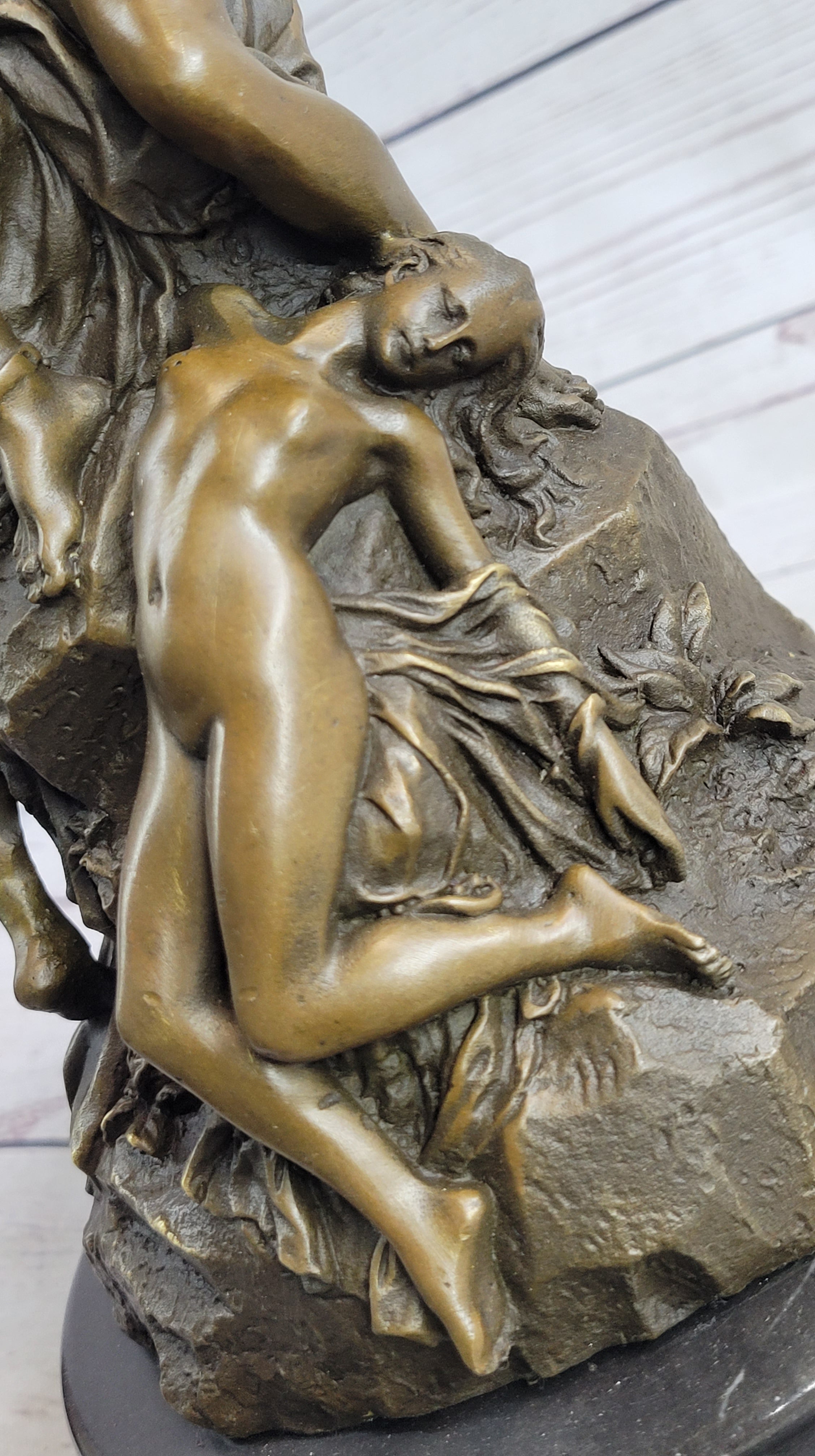 Art Deco Zeus and Eagle Bronze Sculpture Hot Cast Marble Base Figurine Figure