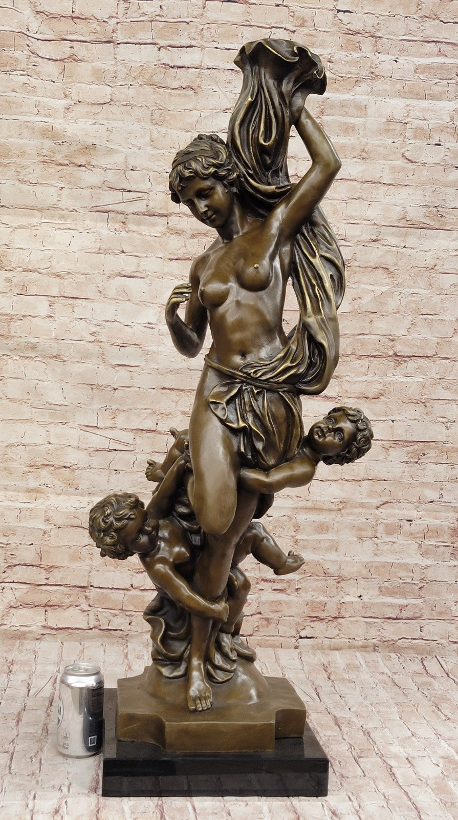 Massive Nude Venus with Cherubs Bronze Sculpture: Fisher`s Collector Edition Statue