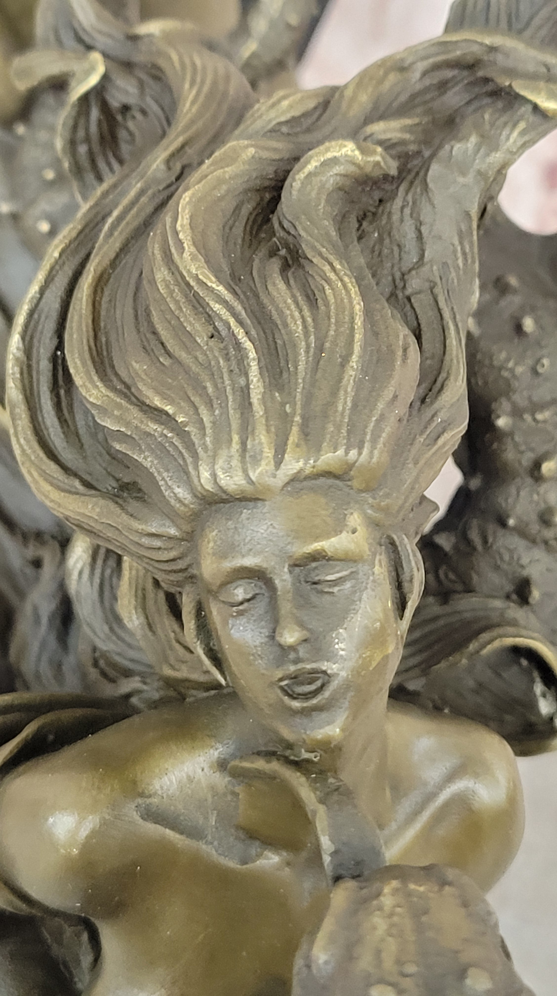 Handcrafted Hot Cast Nude Girl and Large Dragon Bronze Fantasy Sculpture Patoue