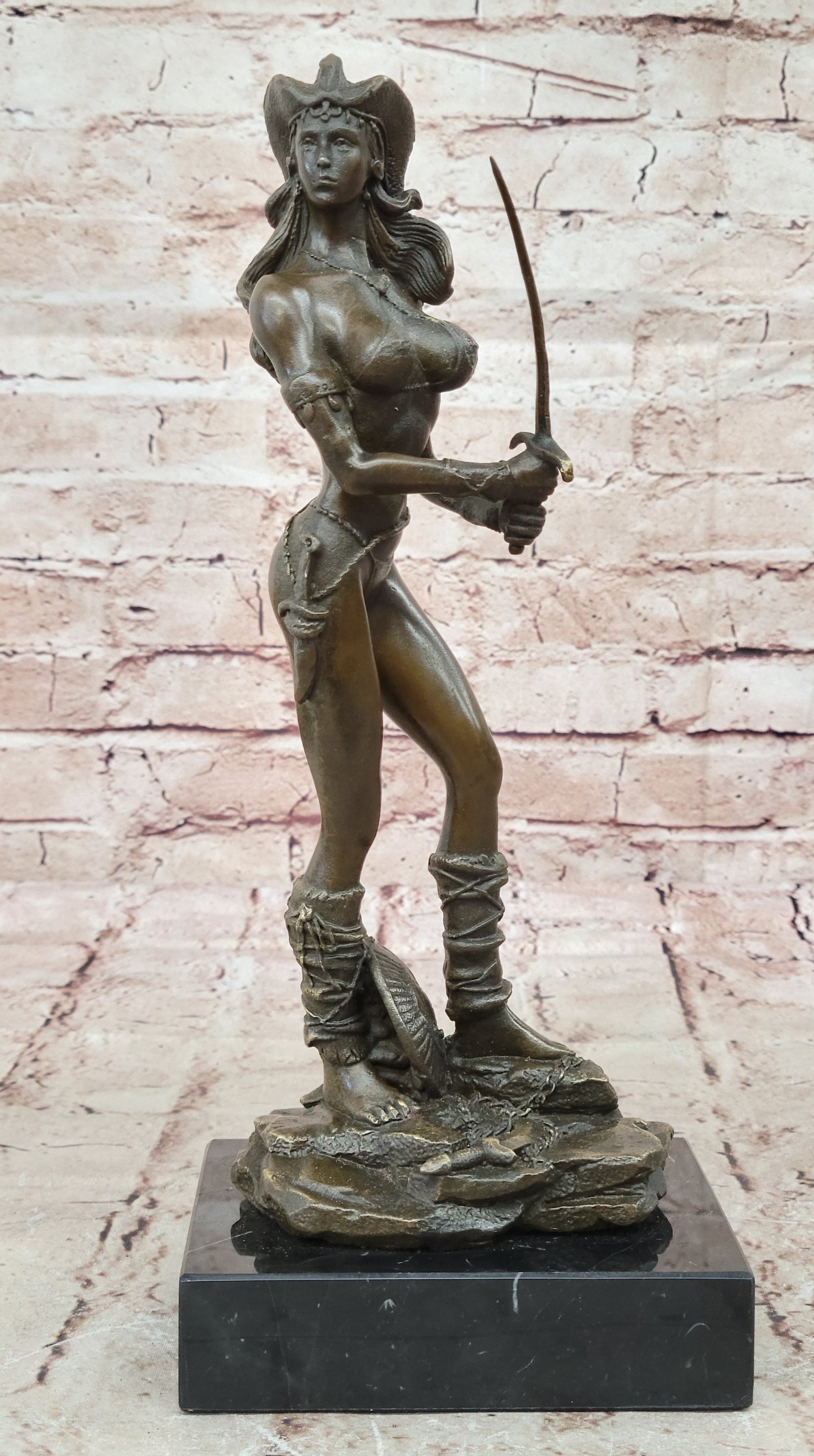 Handcrafted bronze sculpture SALE Female Amazonian Sexy Vitaleh Original Signed