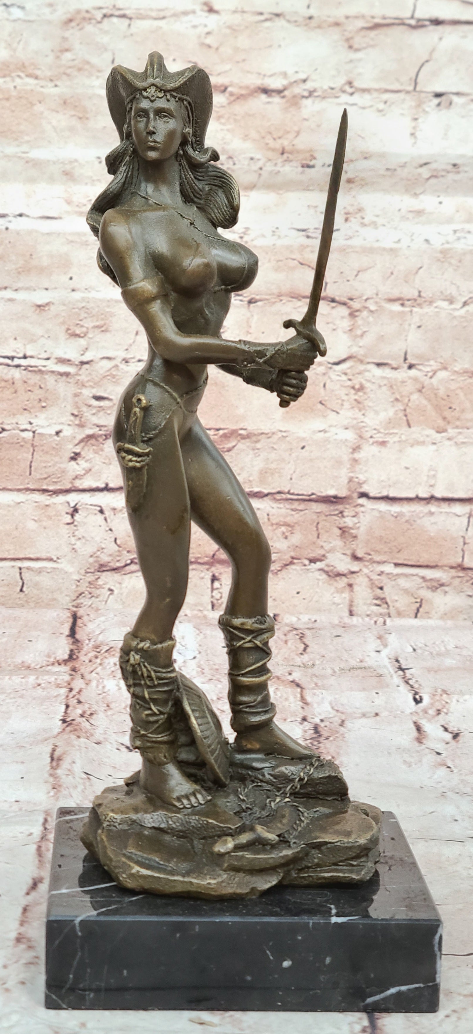 Handcrafted bronze sculpture SALE Female Amazonian Sexy Vitaleh Original Signed