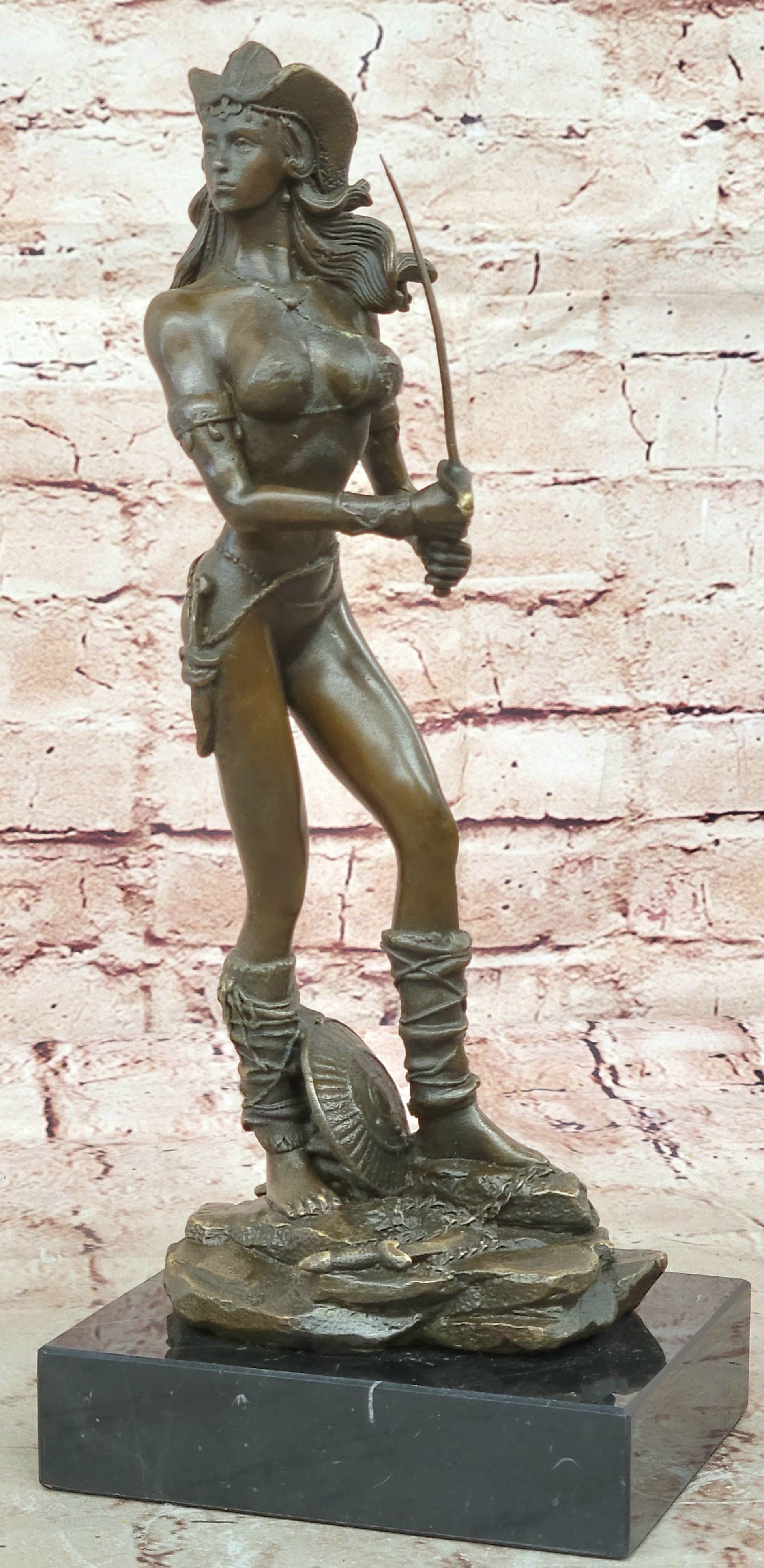 Handcrafted bronze sculpture SALE Female Amazonian Sexy Vitaleh Original Signed