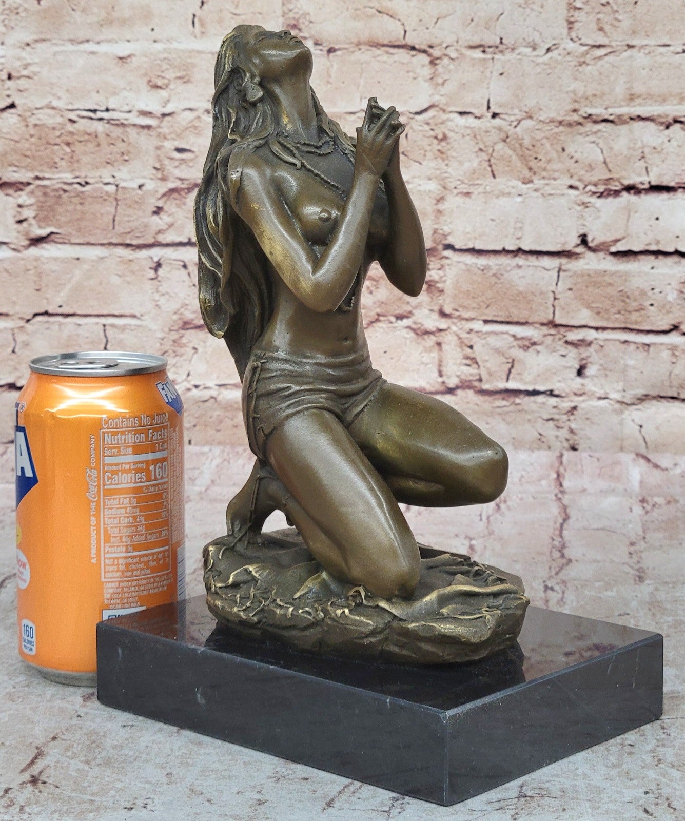 Art Deco Nude Indian Goddess by Italian Artist Aldo Vitaleh Bronze Sculpture