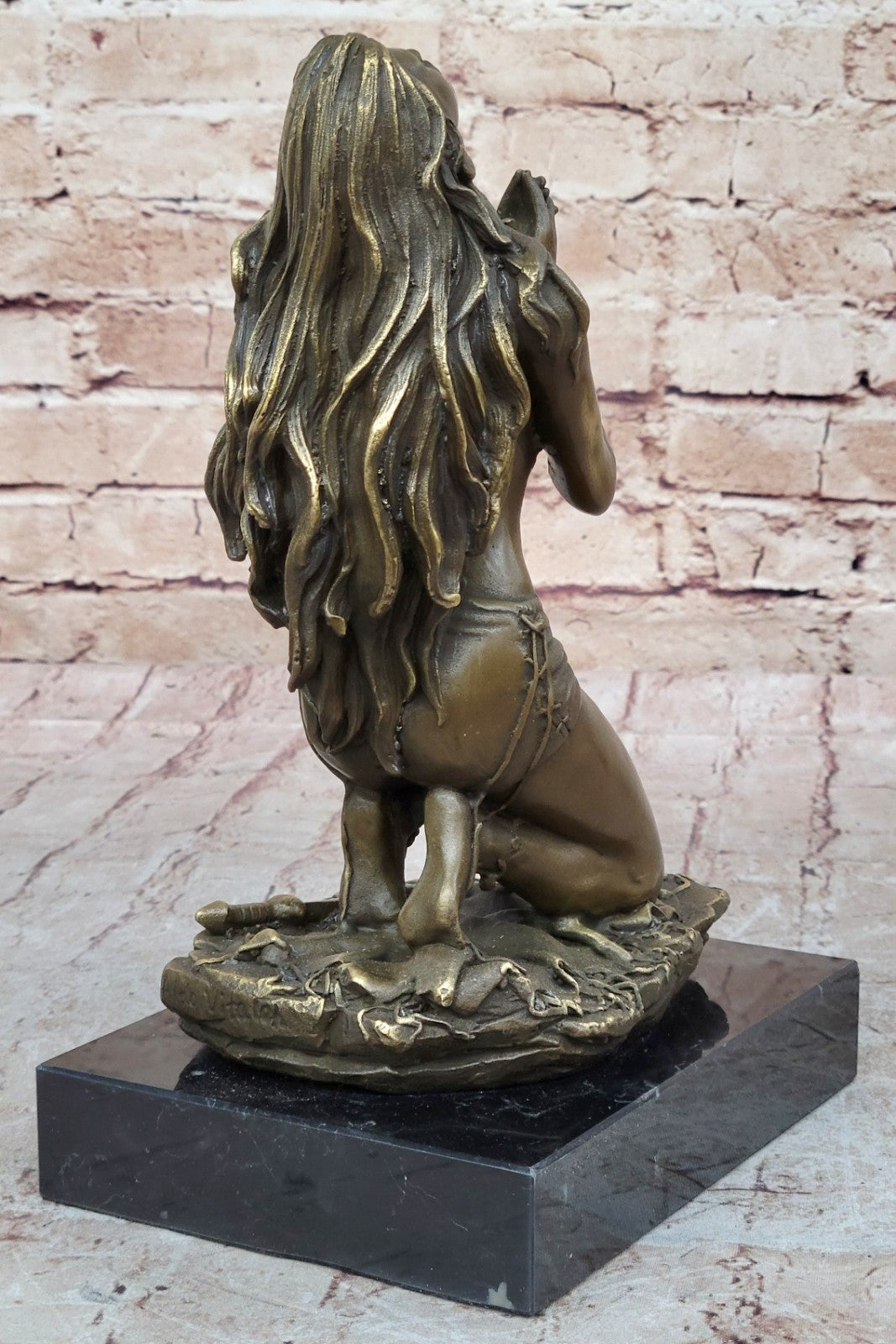 Art Deco Nude Indian Goddess by Italian Artist Aldo Vitaleh Bronze Sculpture