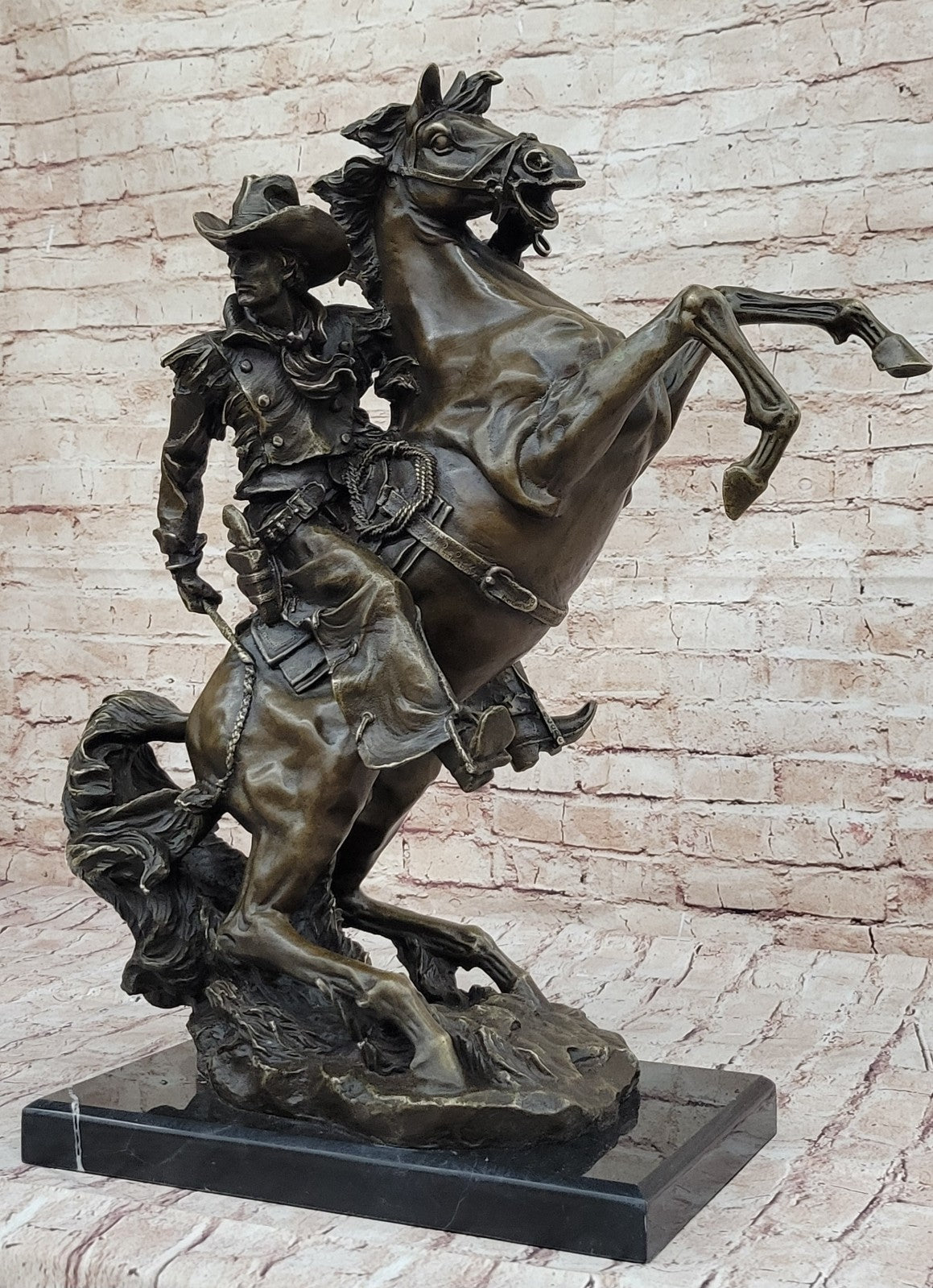 Miguel Lopez Large Original Western Bronze Sculpture Twister Signed Cowboy Horse