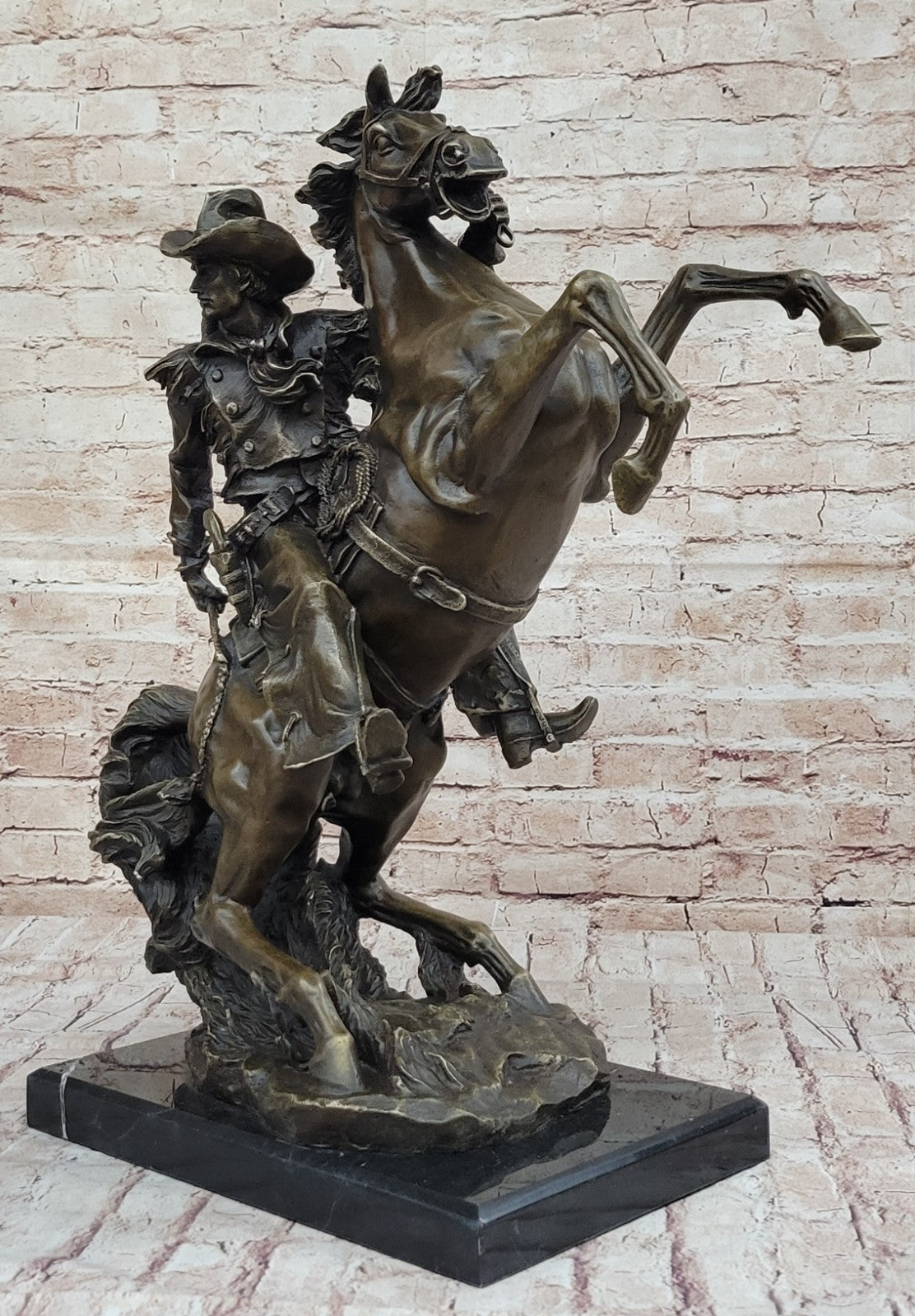 Miguel Lopez Large Original Western Bronze Sculpture Twister Signed Cowboy Horse