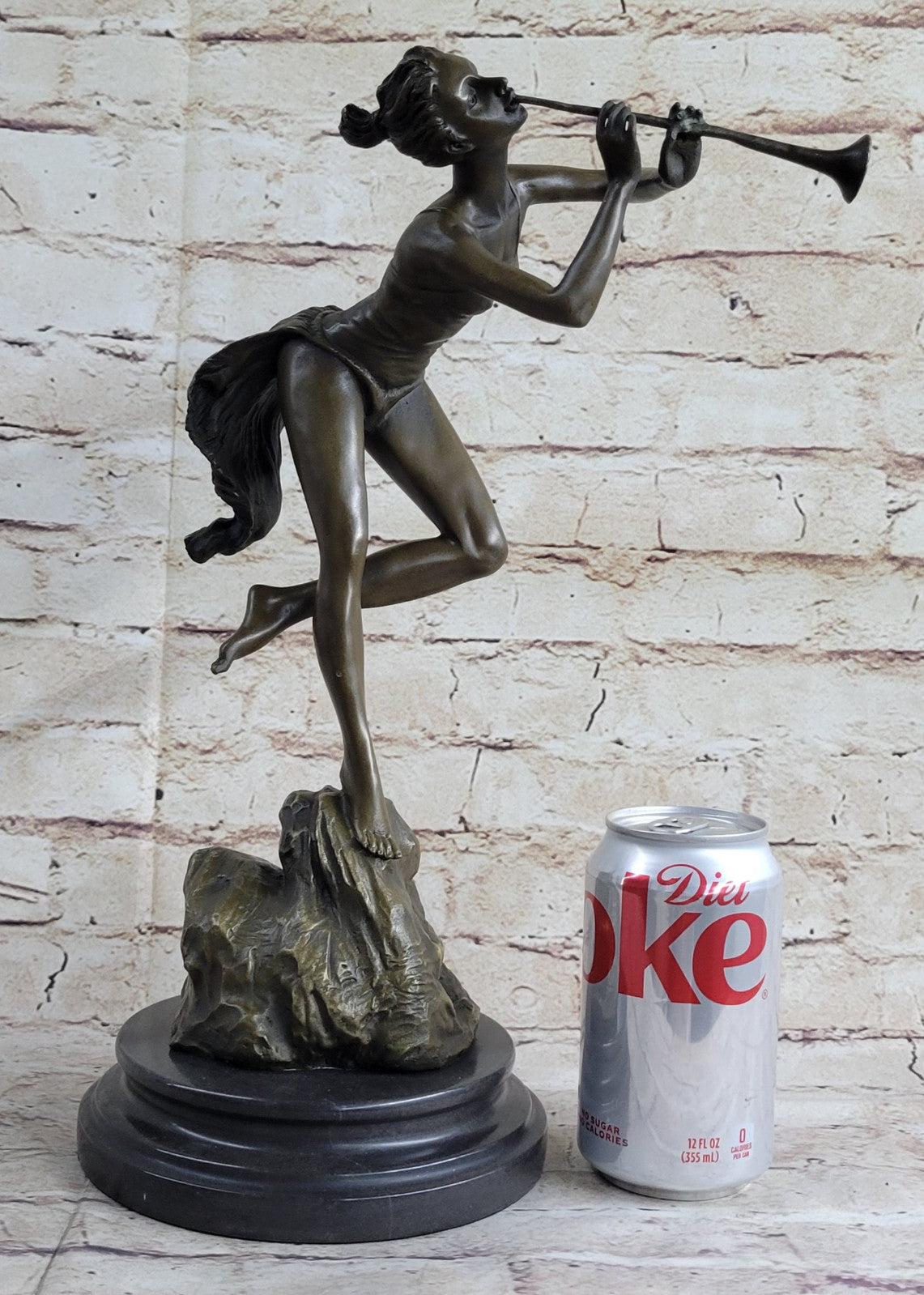 Handcrafted bronze sculpture SALE Playing Nymph Wood Nude Sexy Vitaleh Original