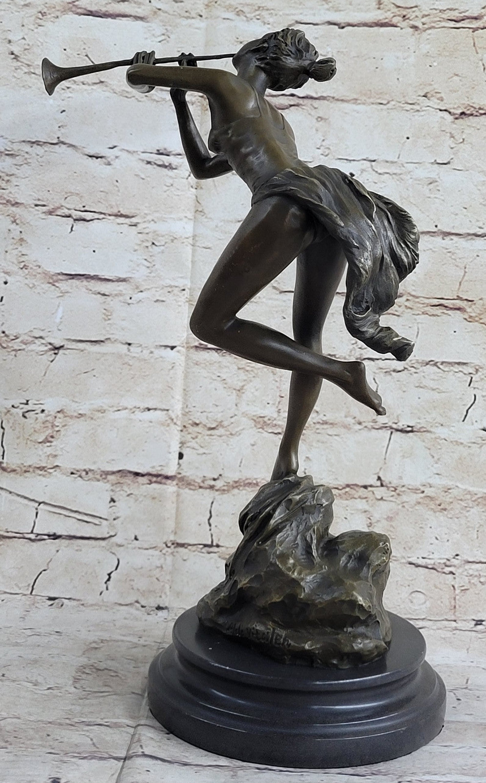 Handcrafted bronze sculpture SALE Playing Nymph Wood Nude Sexy Vitaleh Original