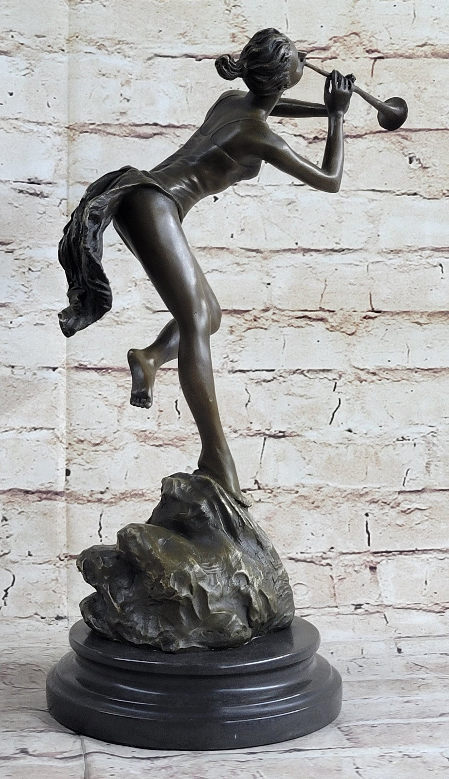 Handcrafted bronze sculpture SALE Playing Nymph Wood Nude Sexy Vitaleh Original