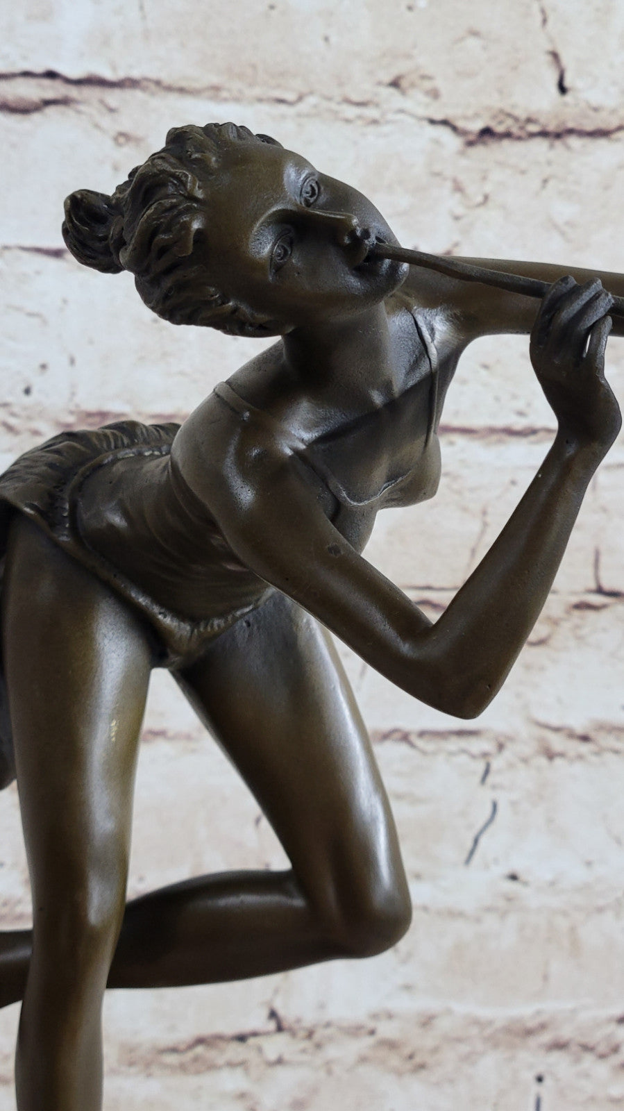 Handcrafted bronze sculpture SALE Playing Nymph Wood Nude Sexy Vitaleh Original