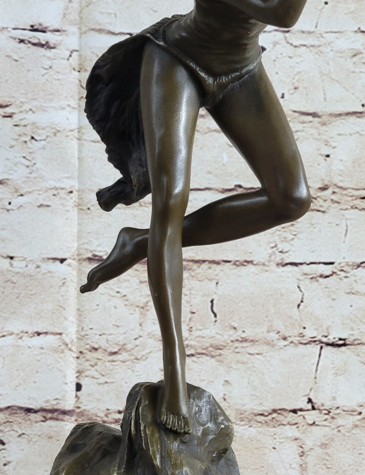 Handcrafted bronze sculpture SALE Playing Nymph Wood Nude Sexy Vitaleh Original