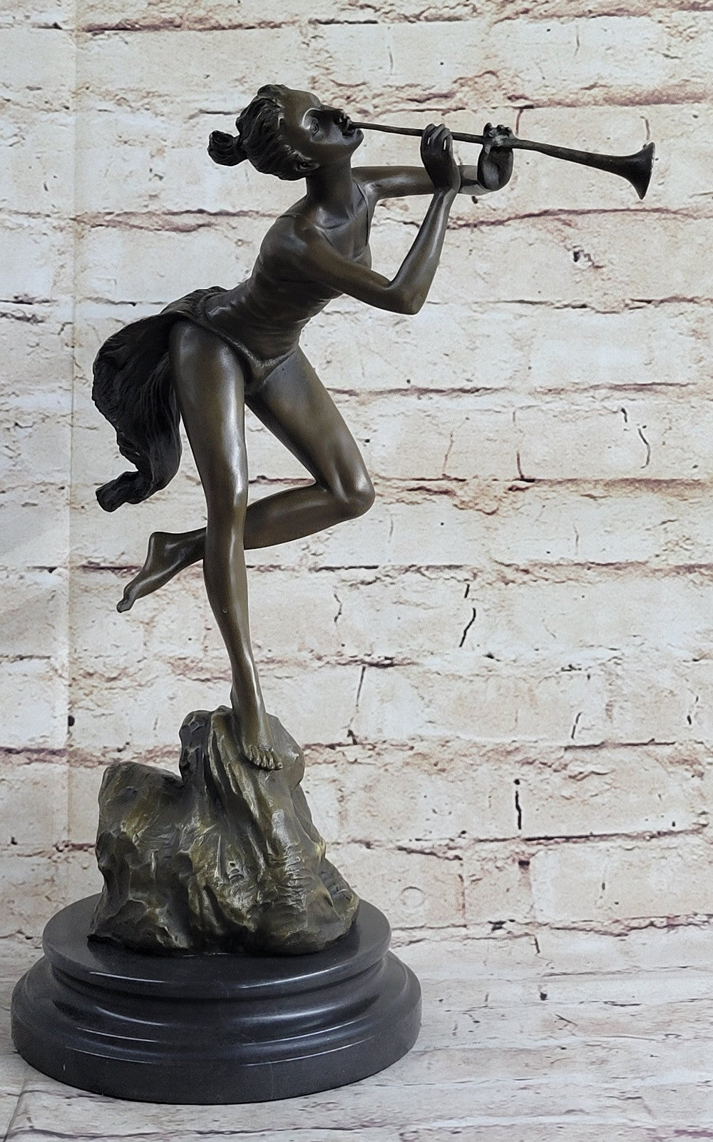 Handcrafted bronze sculpture SALE Playing Nymph Wood Nude Sexy Vitaleh Original