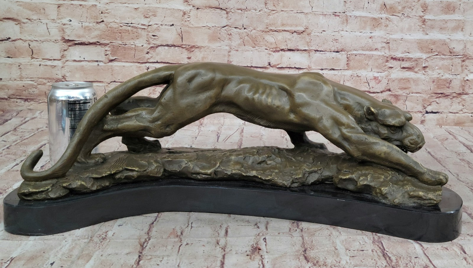 LARGE BRONZE SCULPTURE LION PANTHER TIGER PUMA COUGAR BIG CAT STATUE AFRICAN ART