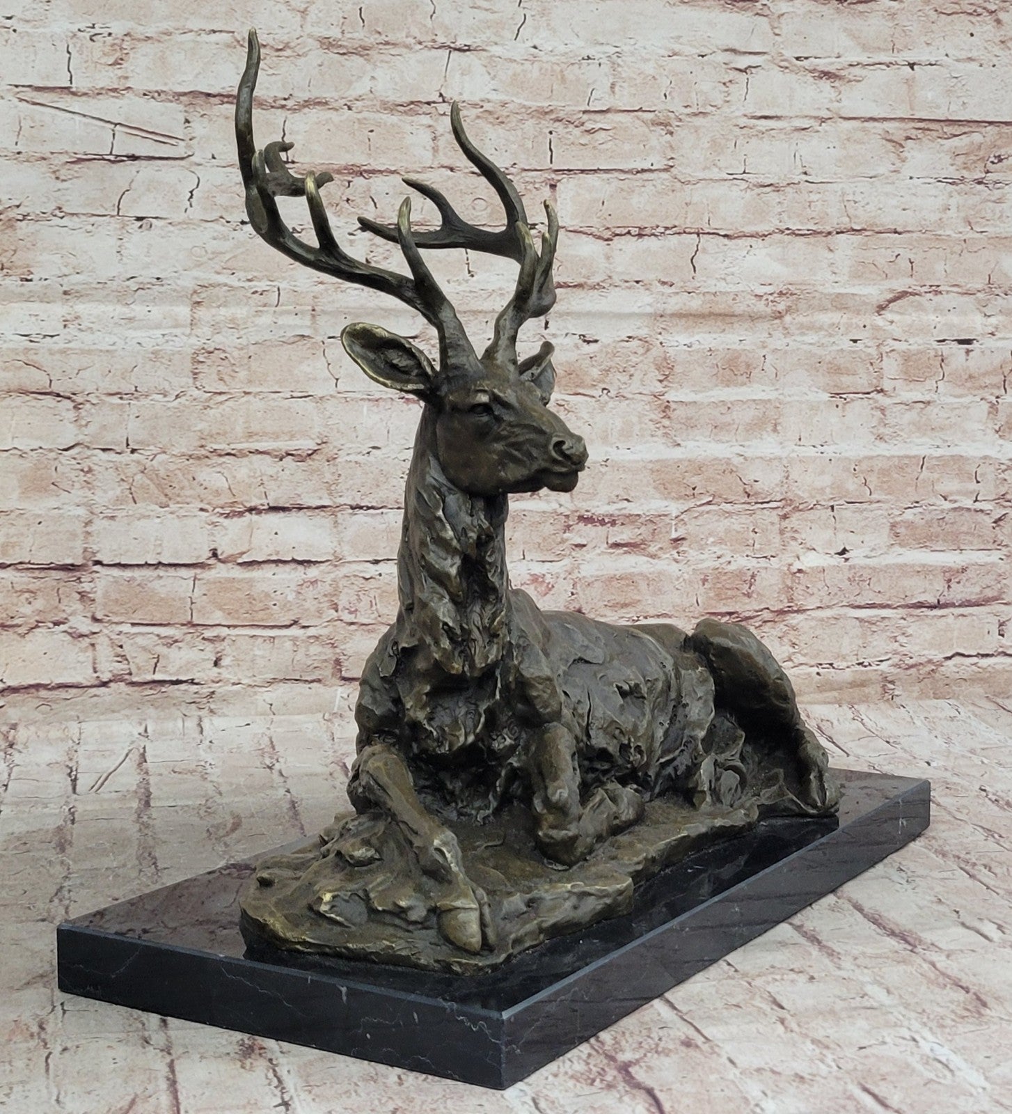 Buck Deer Elk Stag Wildlife Art Cabin Lodge Sportsman Art Bronze Marble Statue