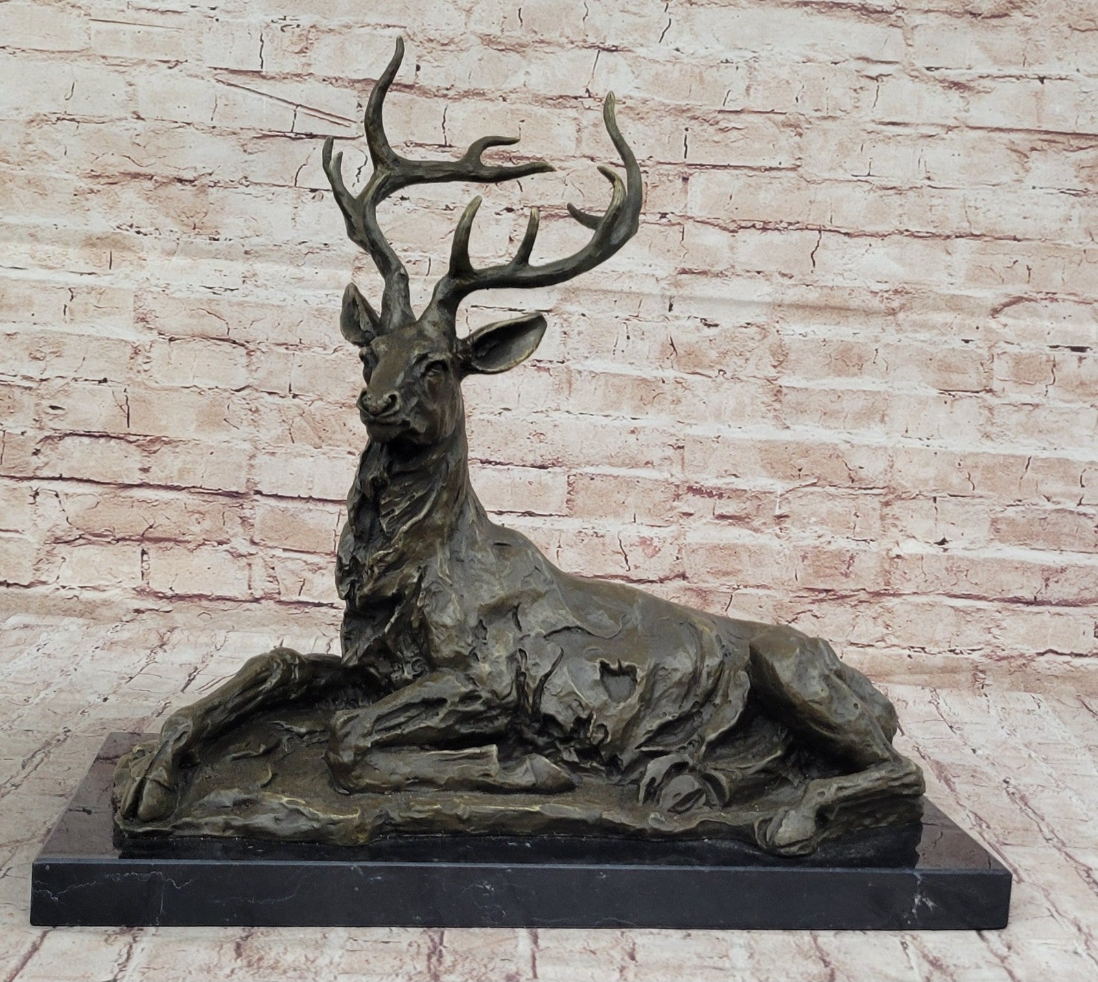Buck Deer Elk Stag Wildlife Art Cabin Lodge Sportsman Art Bronze Marble Statue