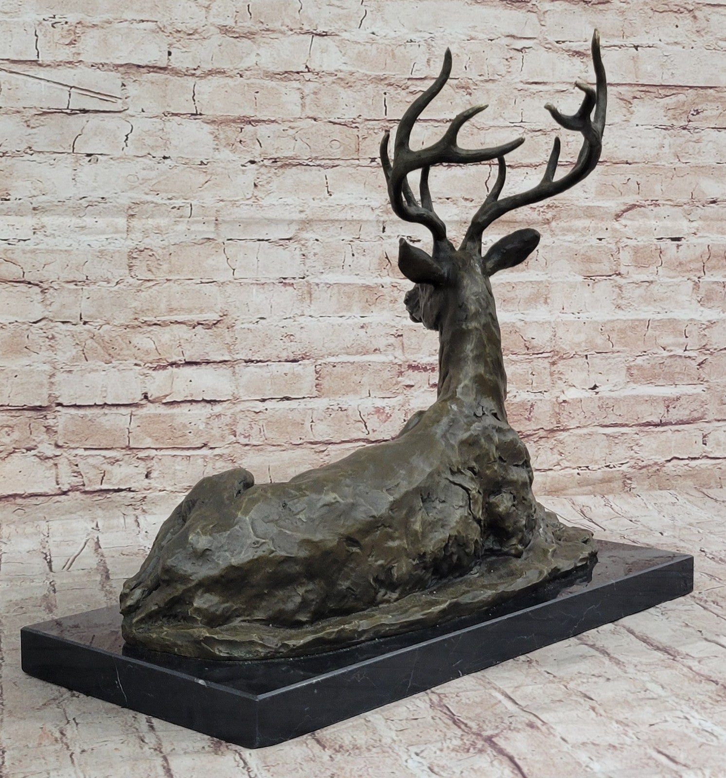 Buck Deer Elk Stag Wildlife Art Cabin Lodge Sportsman Art Bronze Marble Statue