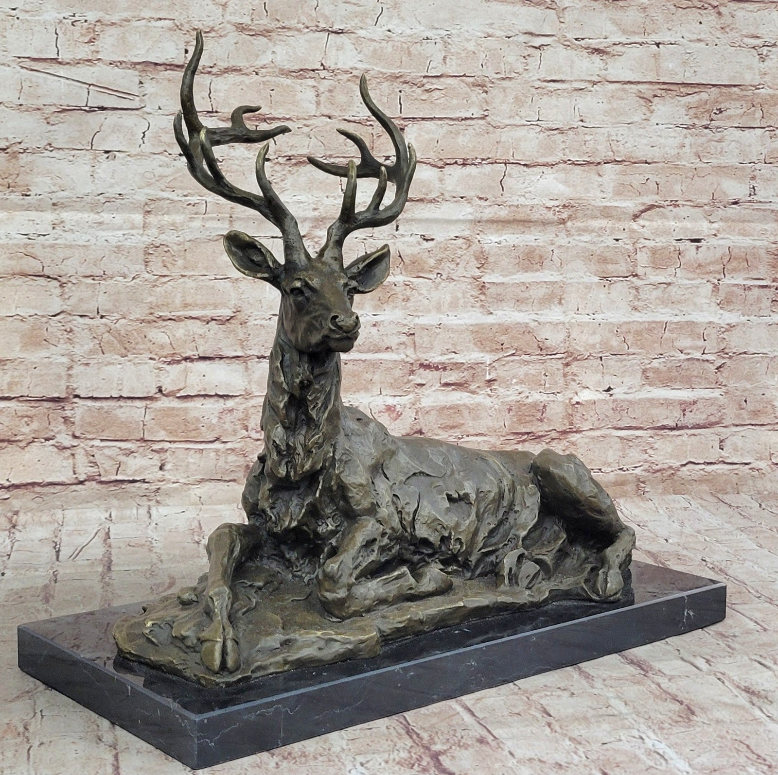 Buck Deer Elk Stag Wildlife Art Cabin Lodge Sportsman Art Bronze Marble Statue