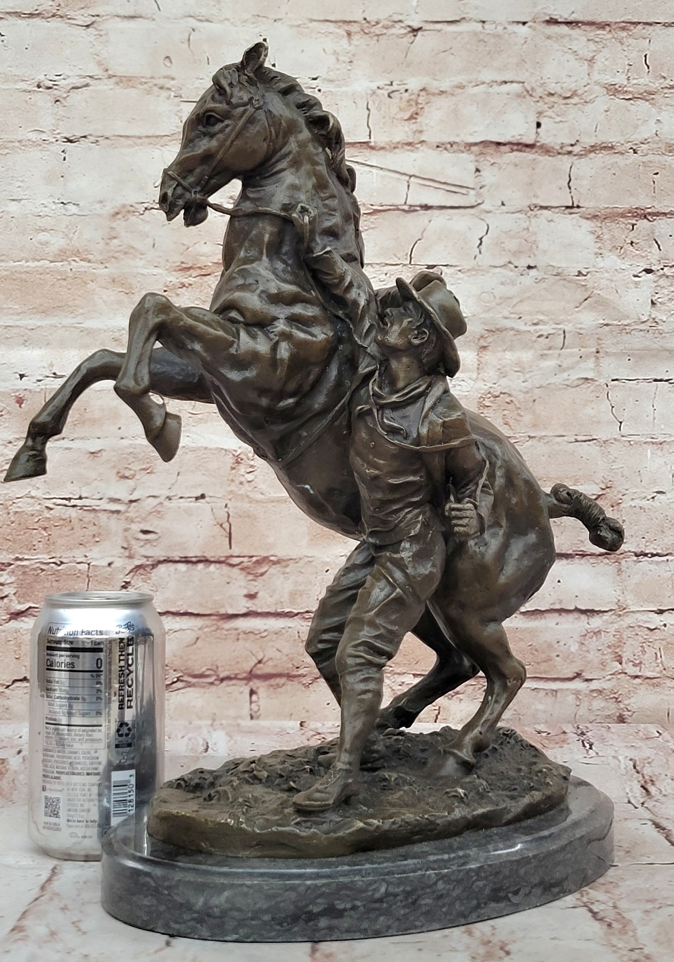 Handcrafted Old Man Taming a Wild Horse Museum Quality Bronze Sculpture Figurine