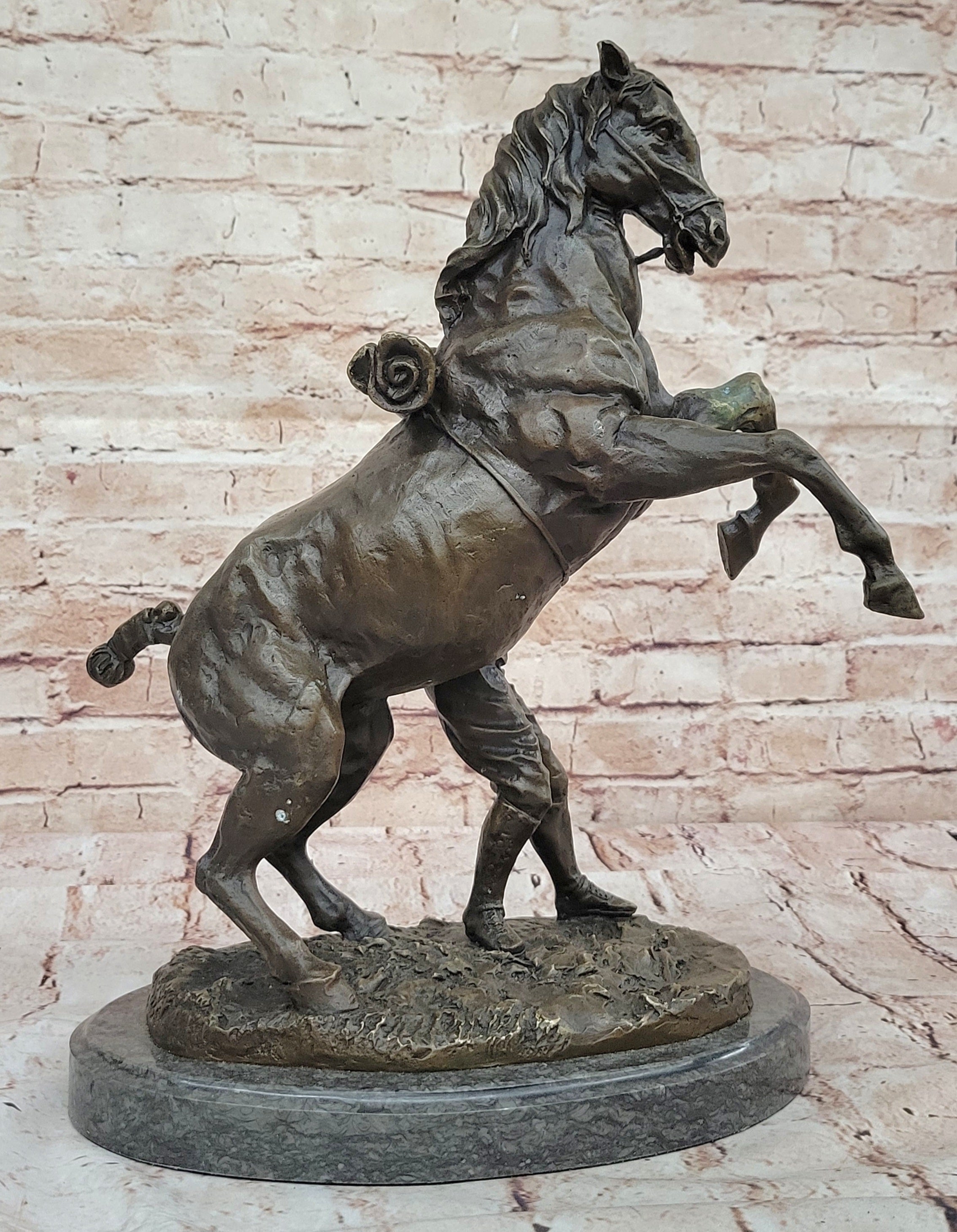 Handcrafted Old Man Taming a Wild Horse Museum Quality Bronze Sculpture Figurine