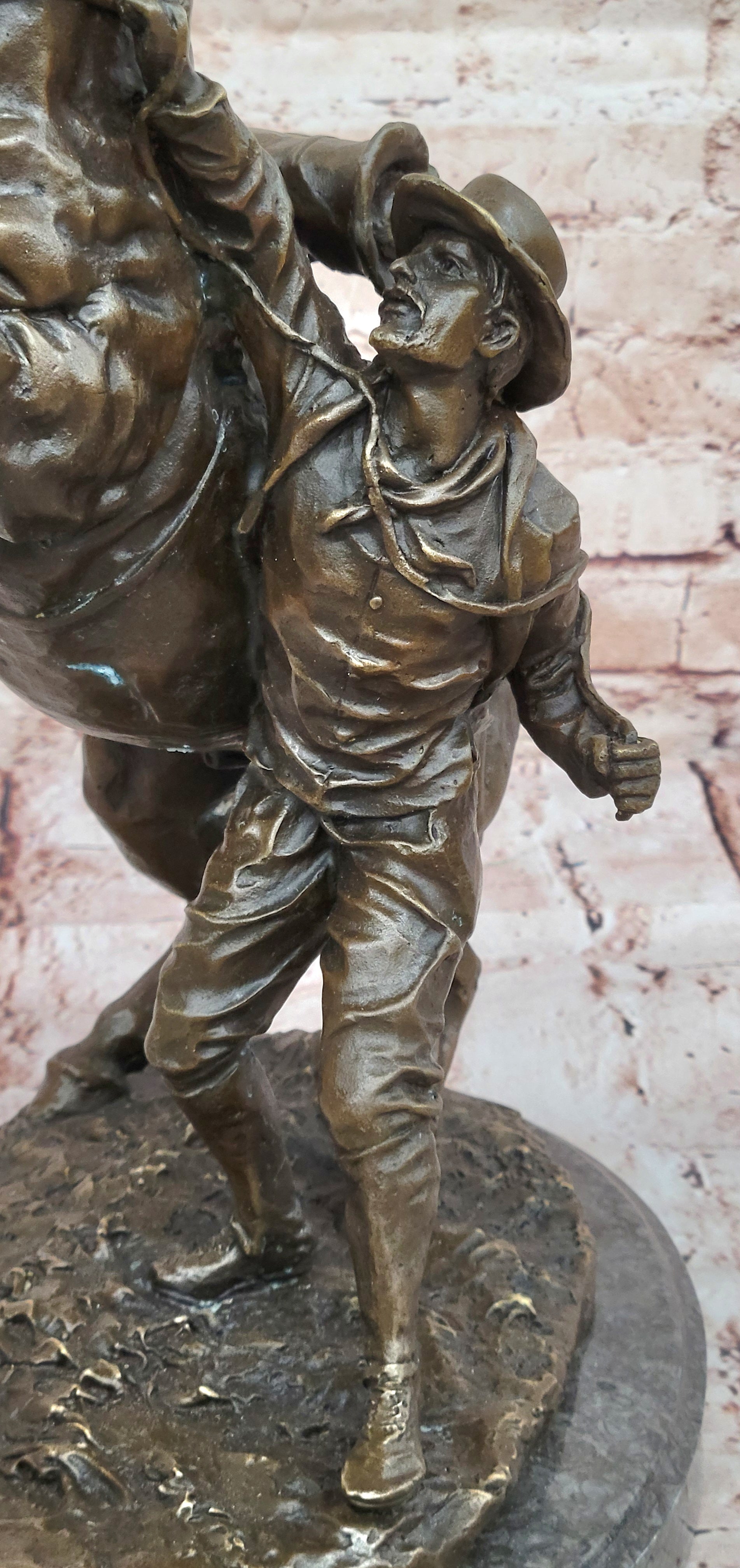 Handcrafted Old Man Taming a Wild Horse Museum Quality Bronze Sculpture Figurine