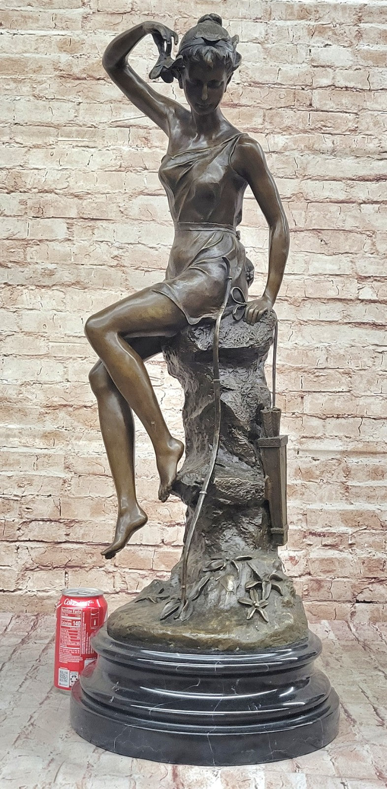 Very Detailed Artwork: Auguste Moreau`s Maiden 100% Bronze Sculpture, Fine Art Figurine