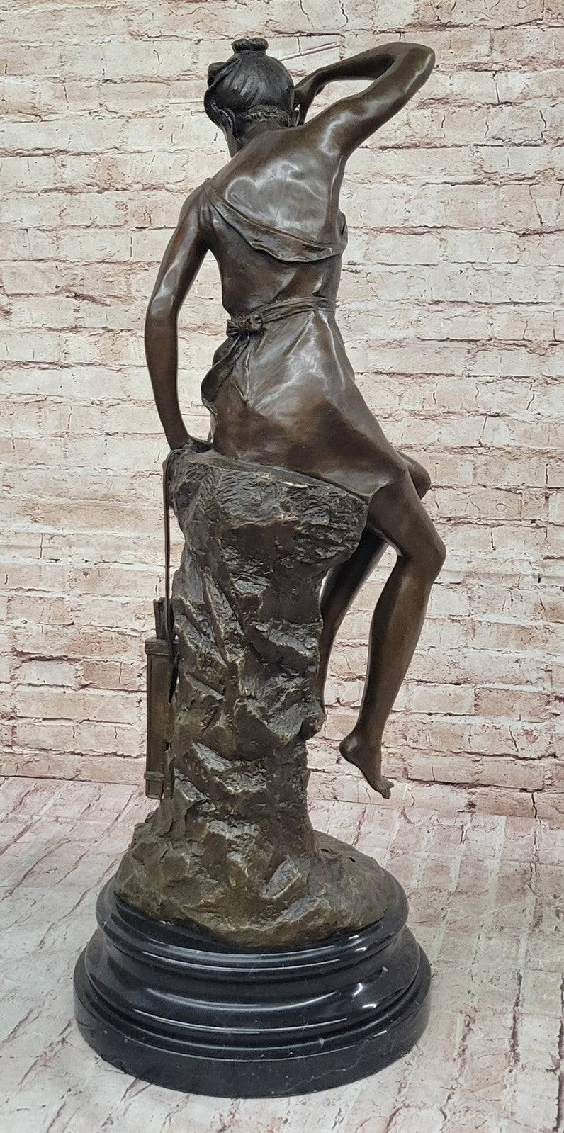 Very Detailed Artwork: Auguste Moreau`s Maiden 100% Bronze Sculpture, Fine Art Figurine