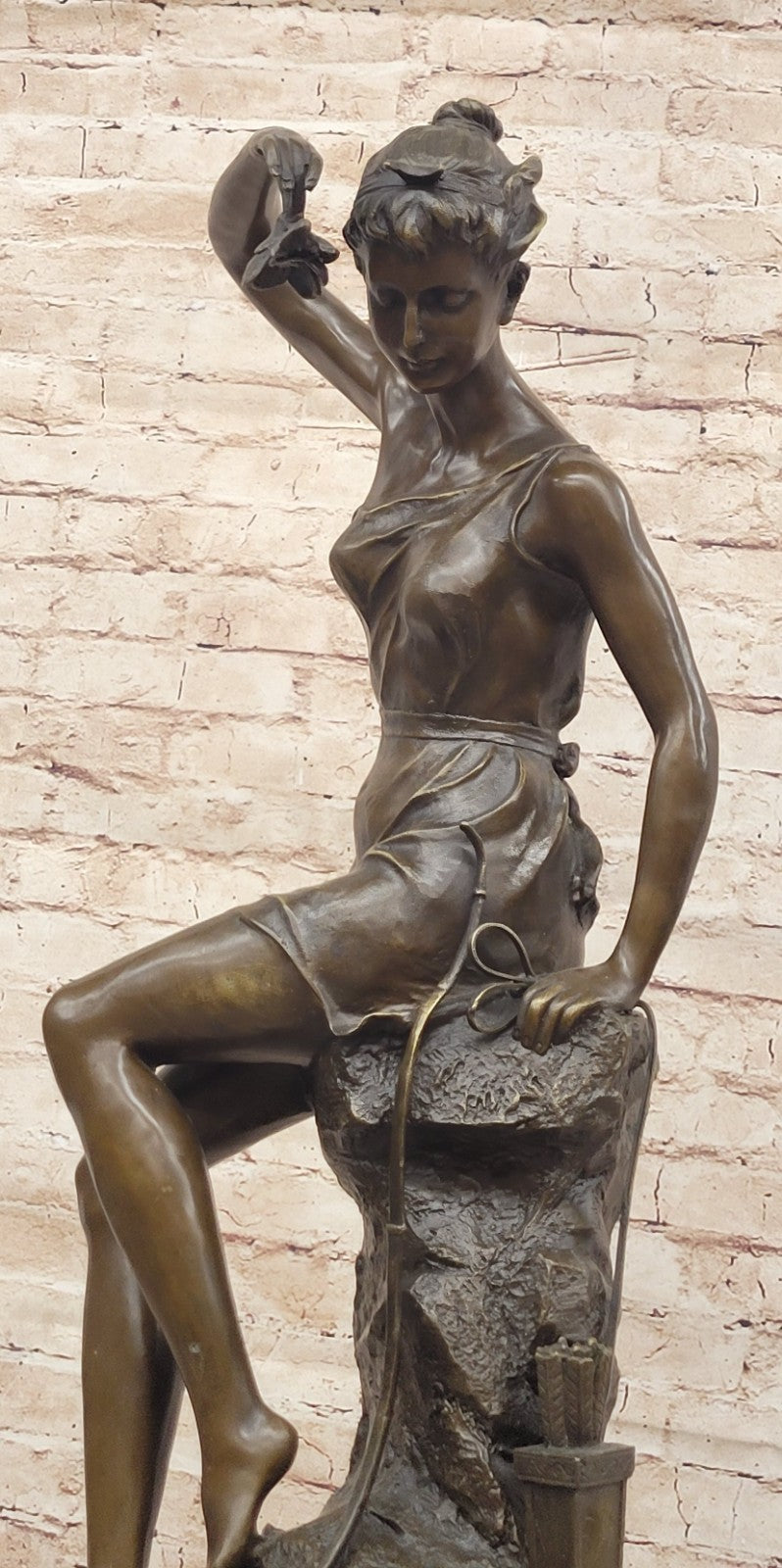 Very Detailed Artwork: Auguste Moreau`s Maiden 100% Bronze Sculpture, Fine Art Figurine