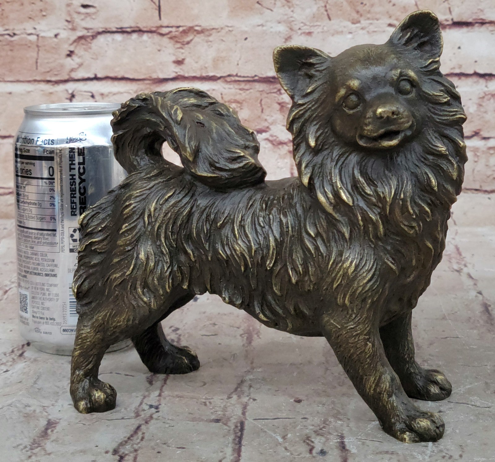 Signed Williams Vintage Russian Pomeranian Statue Figurine Bronze Sculpture Gift