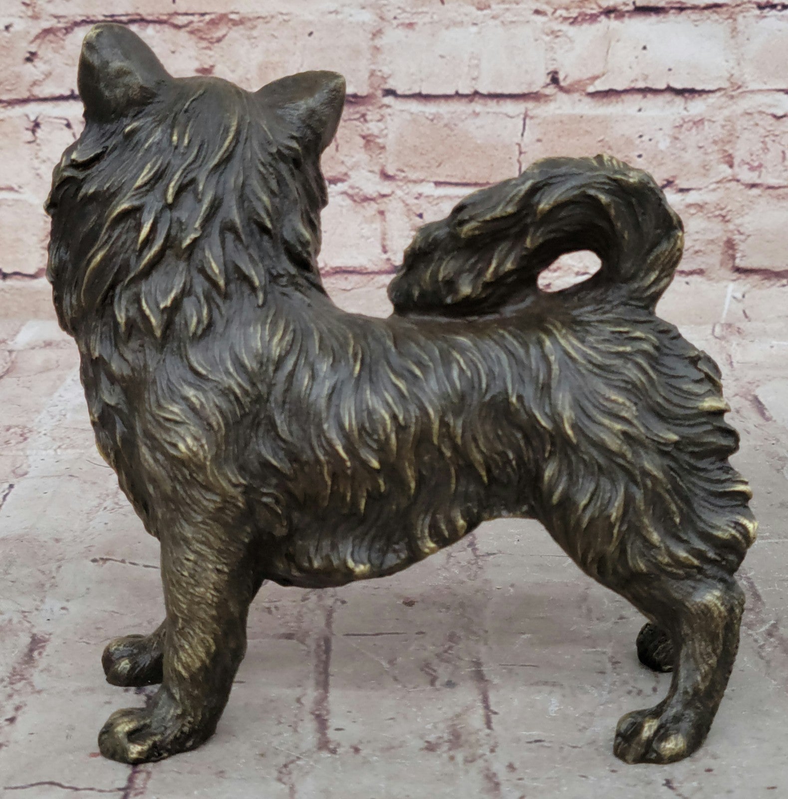 Signed Williams Vintage Russian Pomeranian Statue Figurine Bronze Sculpture Gift