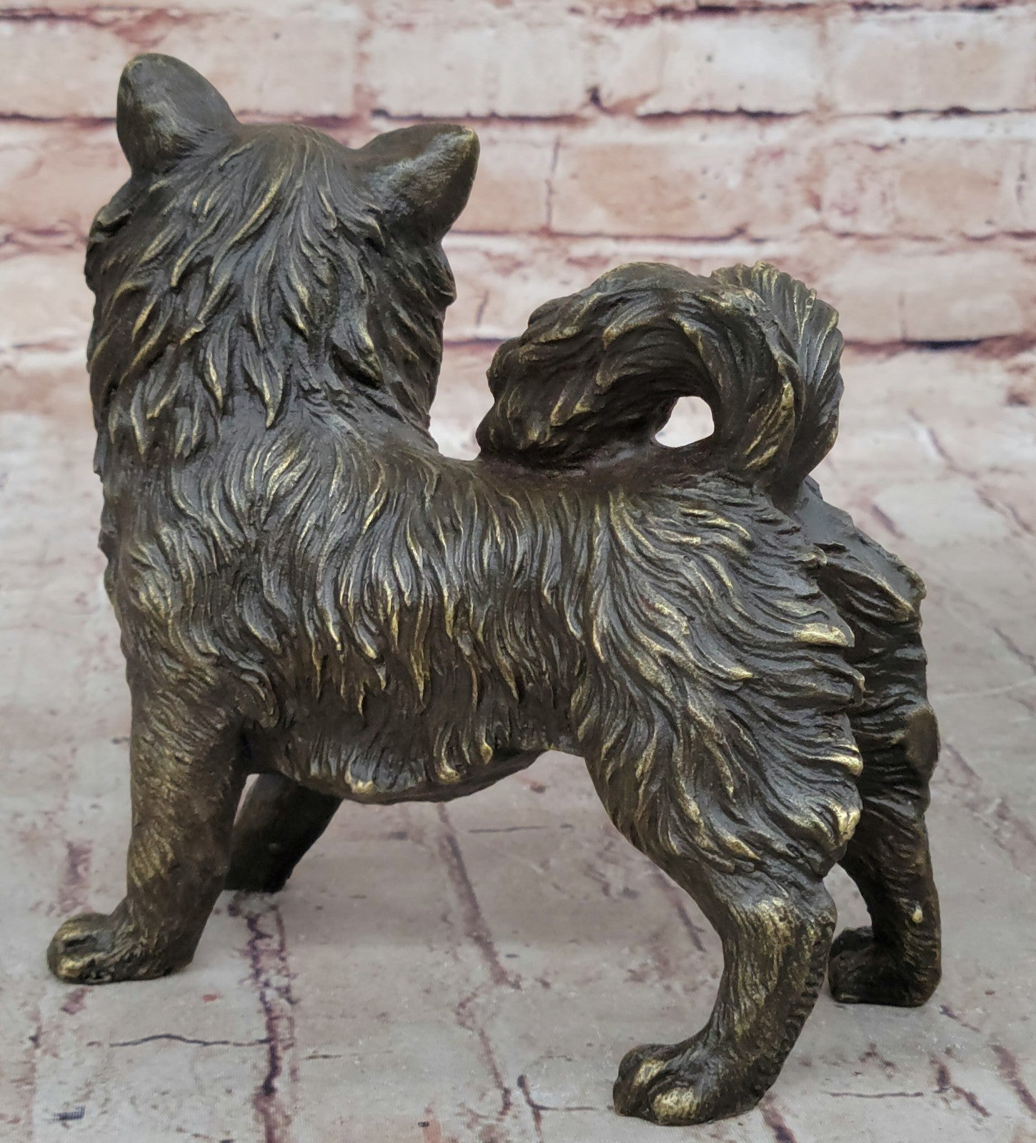 Signed Williams Vintage Russian Pomeranian Statue Figurine Bronze Sculpture Gift