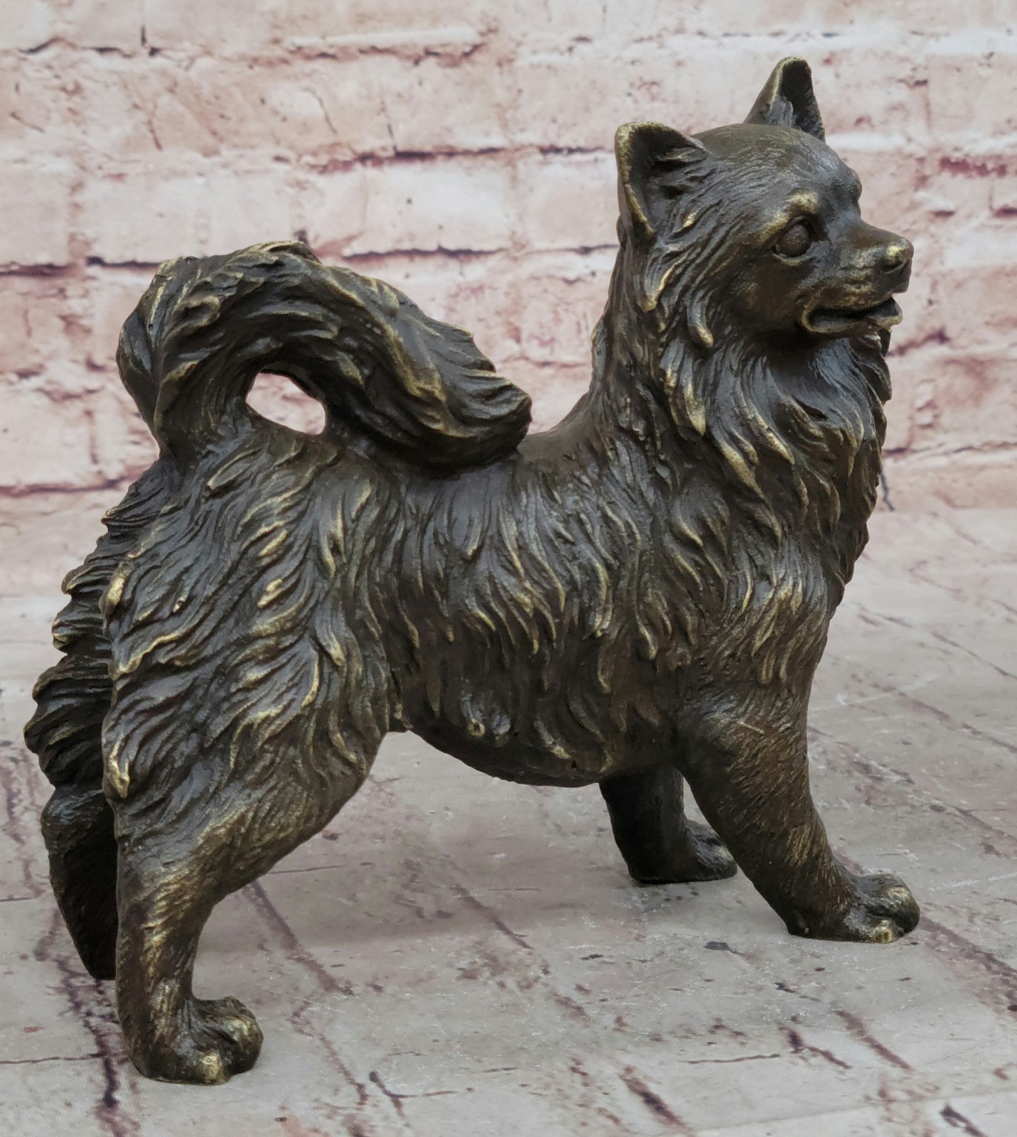 Signed Williams Vintage Russian Pomeranian Statue Figurine Bronze Sculpture Gift