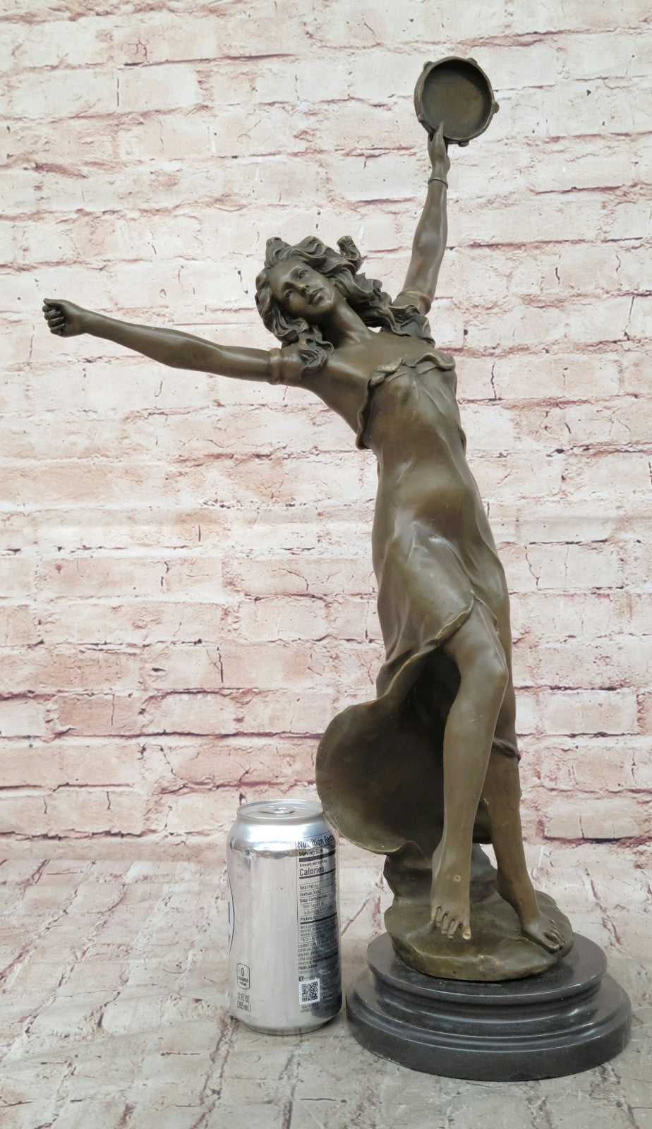 Art Nouveau Tambourine Dancer Bronze Sculpture Detailed Museum Quality Artwork