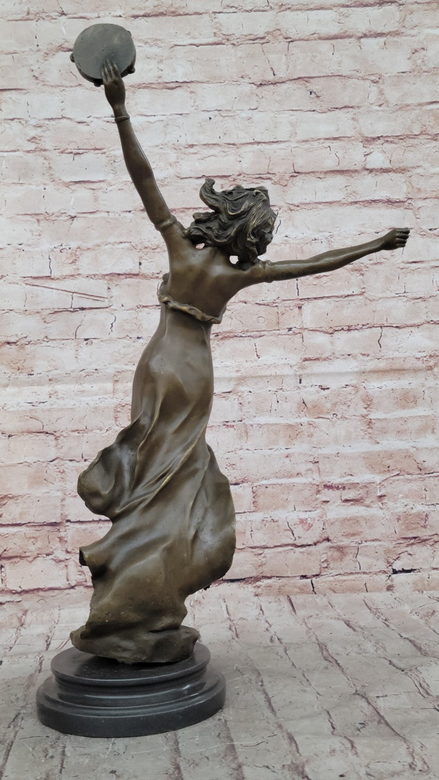 Art Nouveau Tambourine Dancer Bronze Sculpture Detailed Museum Quality Artwork