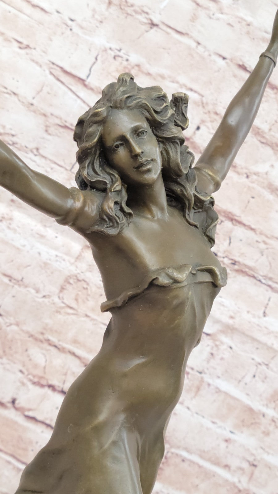 Art Nouveau Tambourine Dancer Bronze Sculpture Detailed Museum Quality Artwork