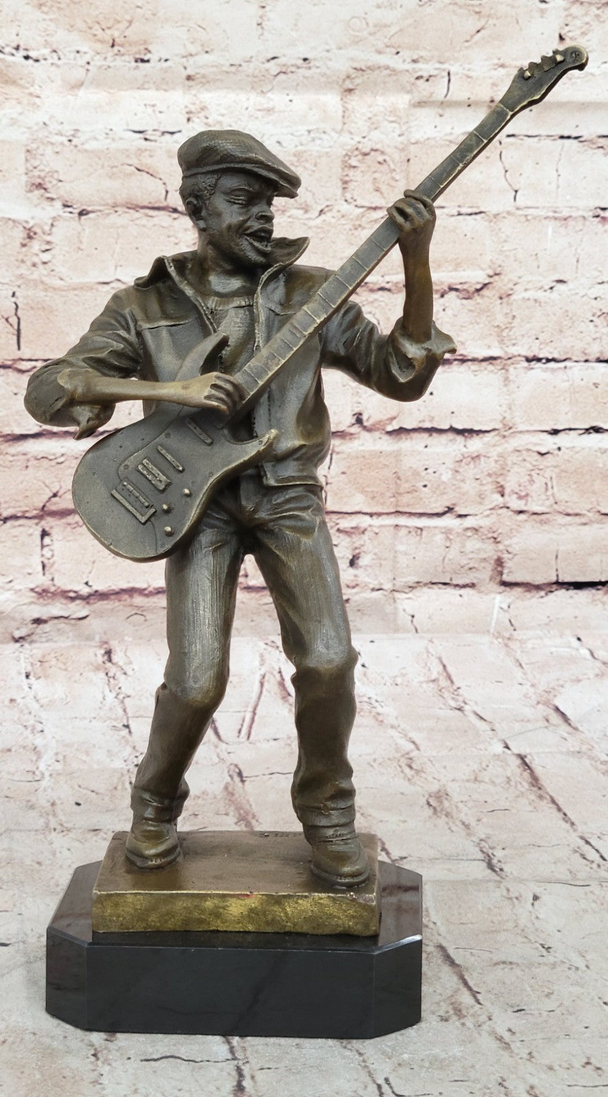 Jimmy Hendrix Playing Guitar Music Memorabilia Art Collector Bronze Sculpture