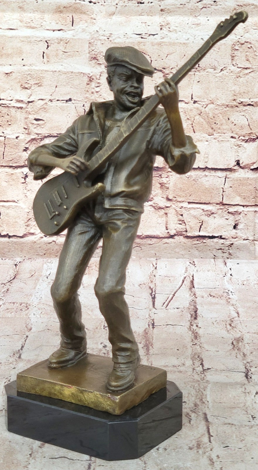 Jimmy Hendrix Playing Guitar Music Memorabilia Art Collector Bronze Sculpture