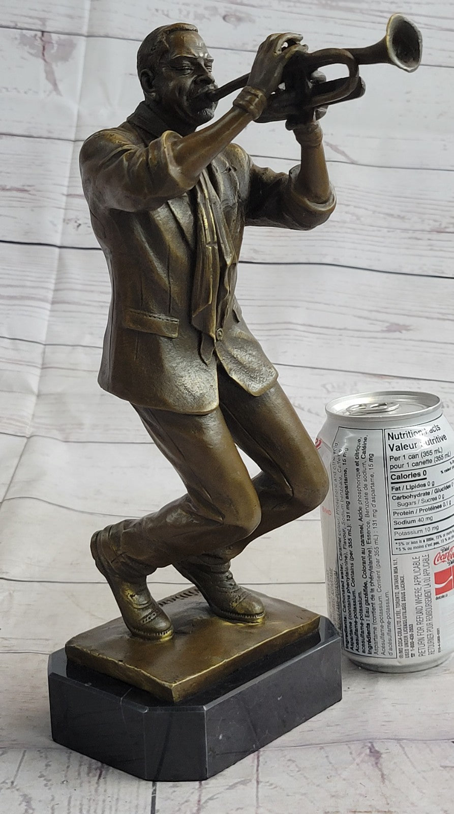 Collectible Detailed 100% Bronze Trumpet Player Musician Music New Orleans Gift