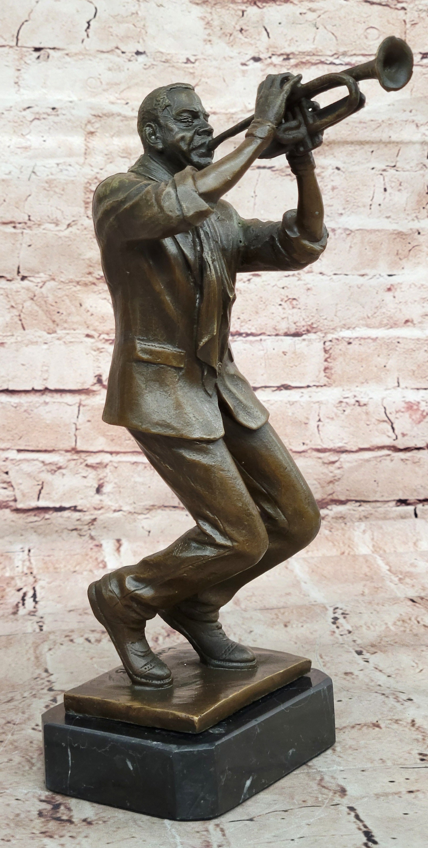 Collectible Detailed 100% Bronze Trumpet Player Musician Music New Orleans Gift