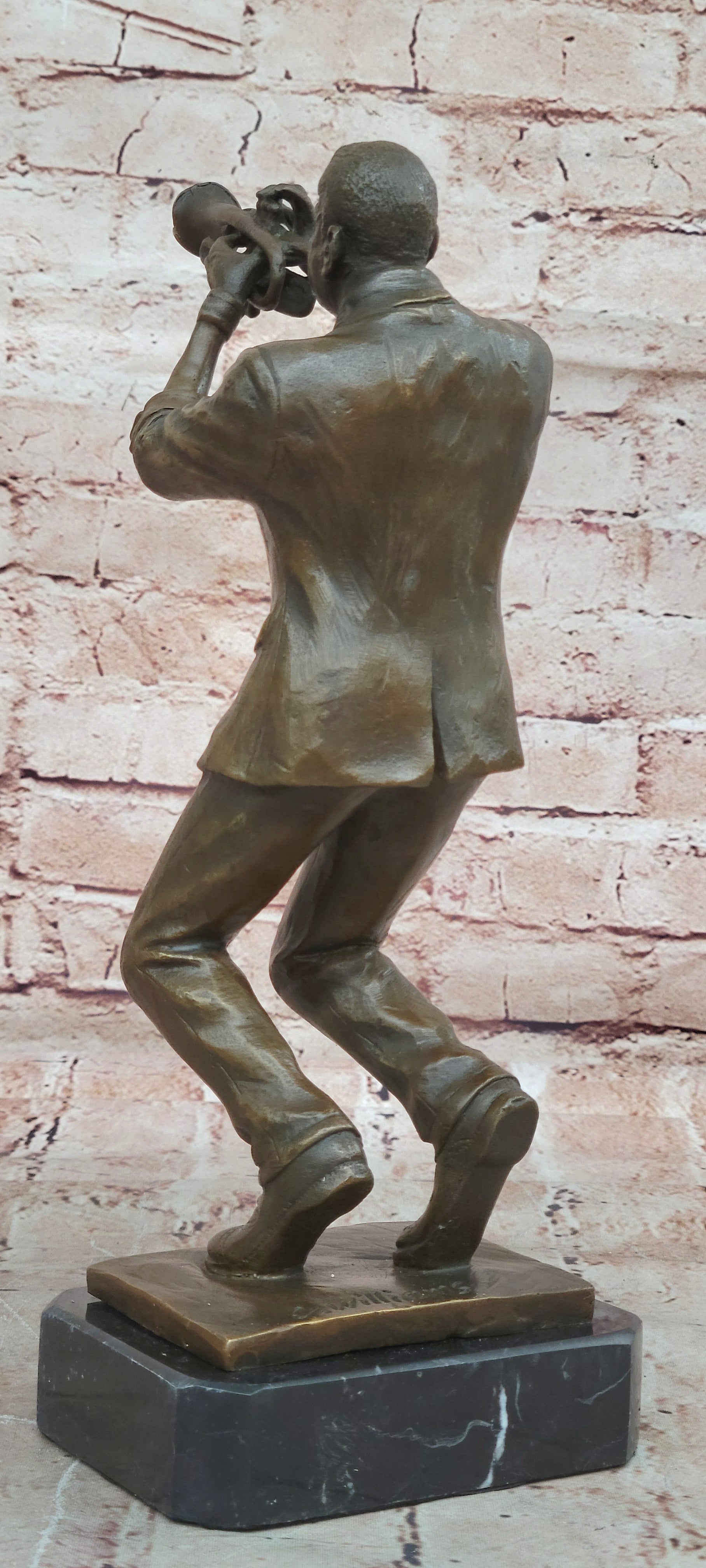 Collectible Detailed 100% Bronze Trumpet Player Musician Music New Orleans Gift