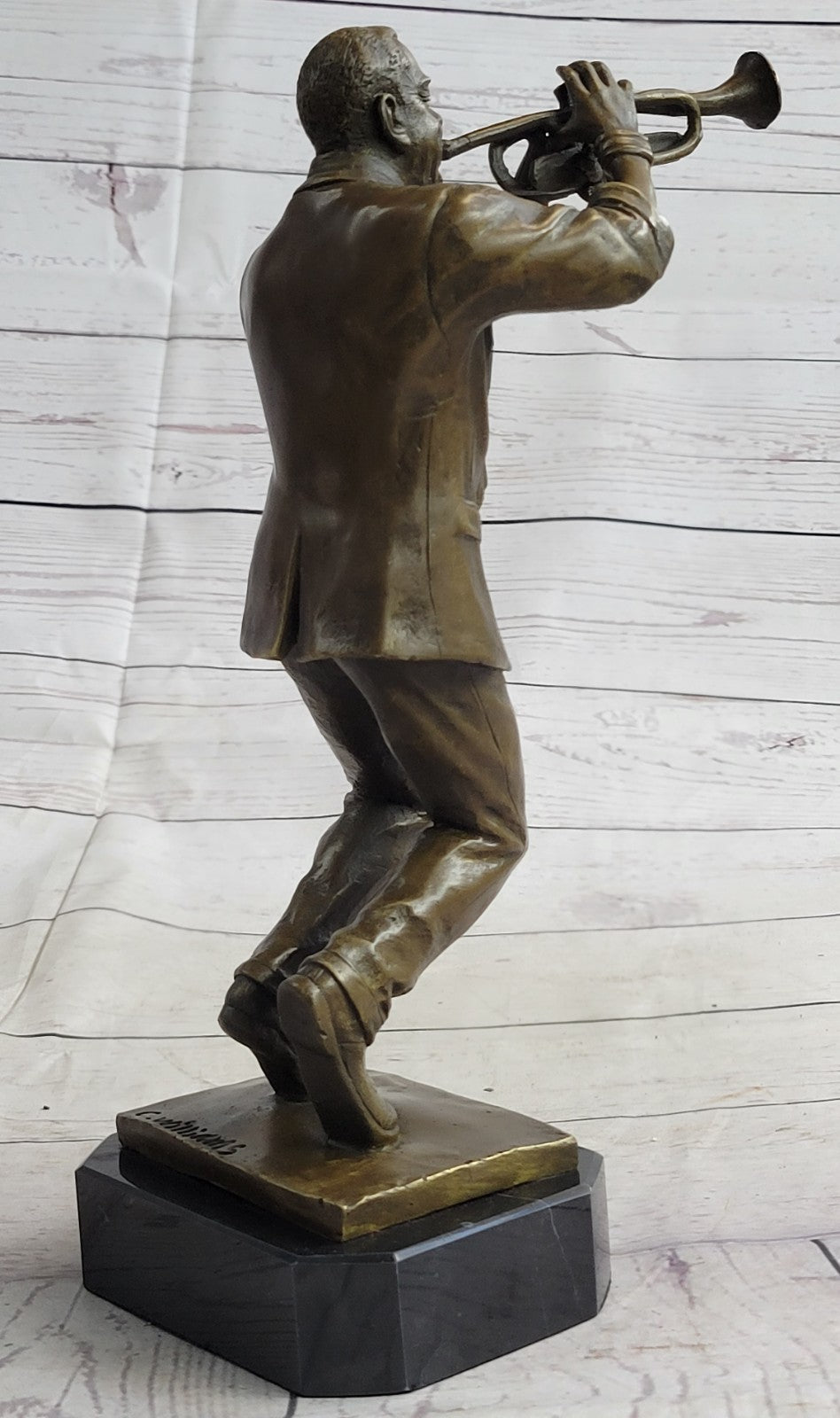 Collectible Detailed 100% Bronze Trumpet Player Musician Music New Orleans Gift