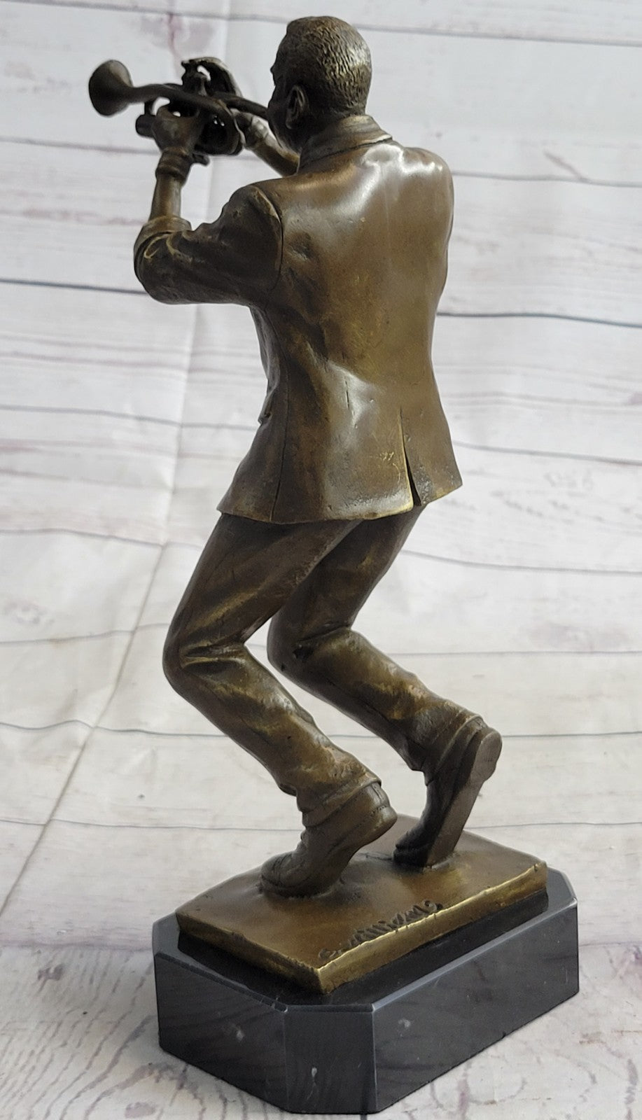 Collectible Detailed 100% Bronze Trumpet Player Musician Music New Orleans Gift