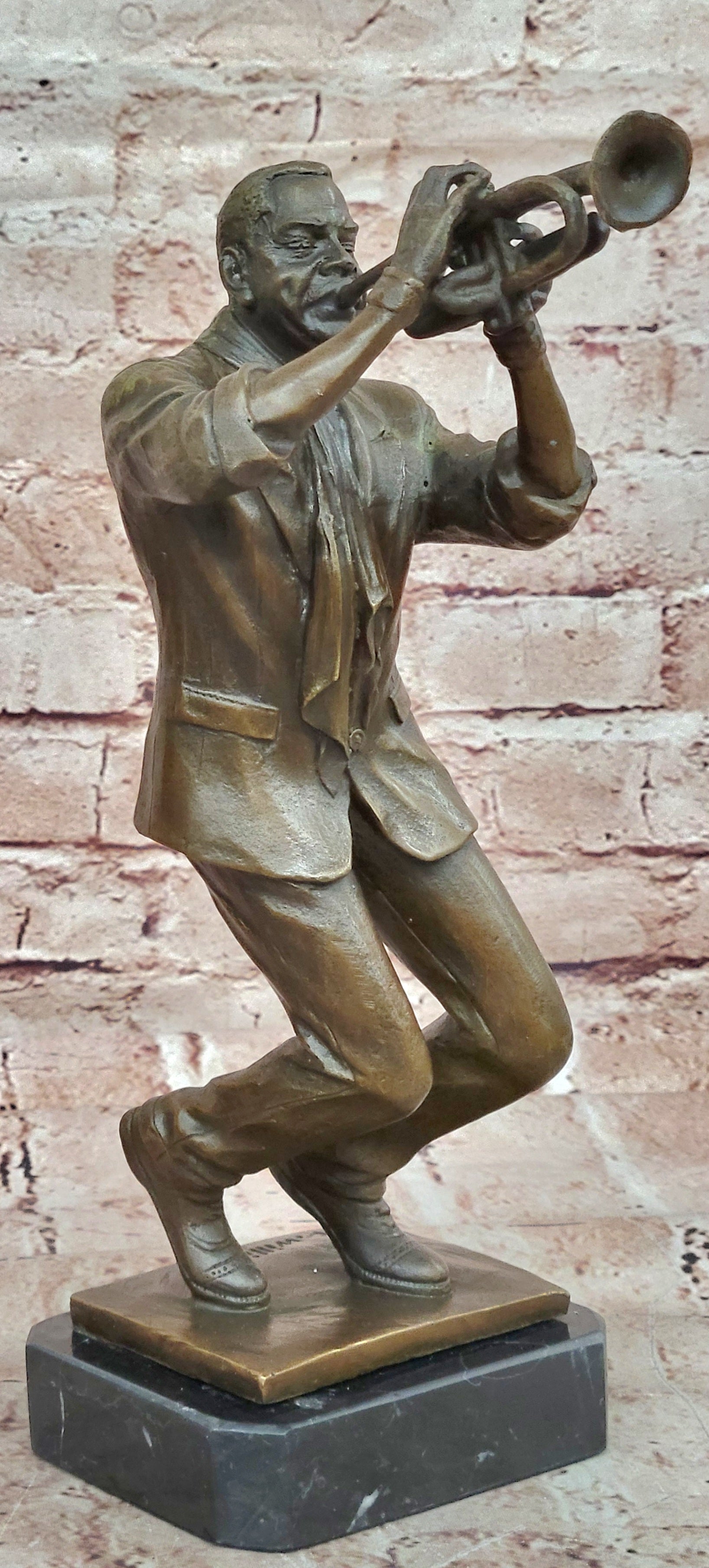 Collectible Detailed 100% Bronze Trumpet Player Musician Music New Orleans Gift