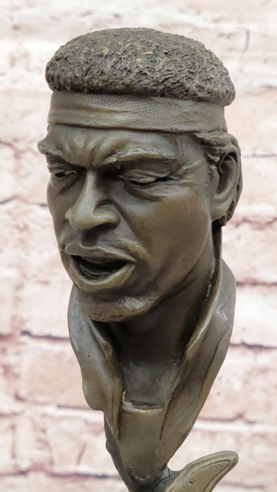 Bronze Statue of Guitar Player Hot Cast Sculpture Marble Base Figurine Home Decor