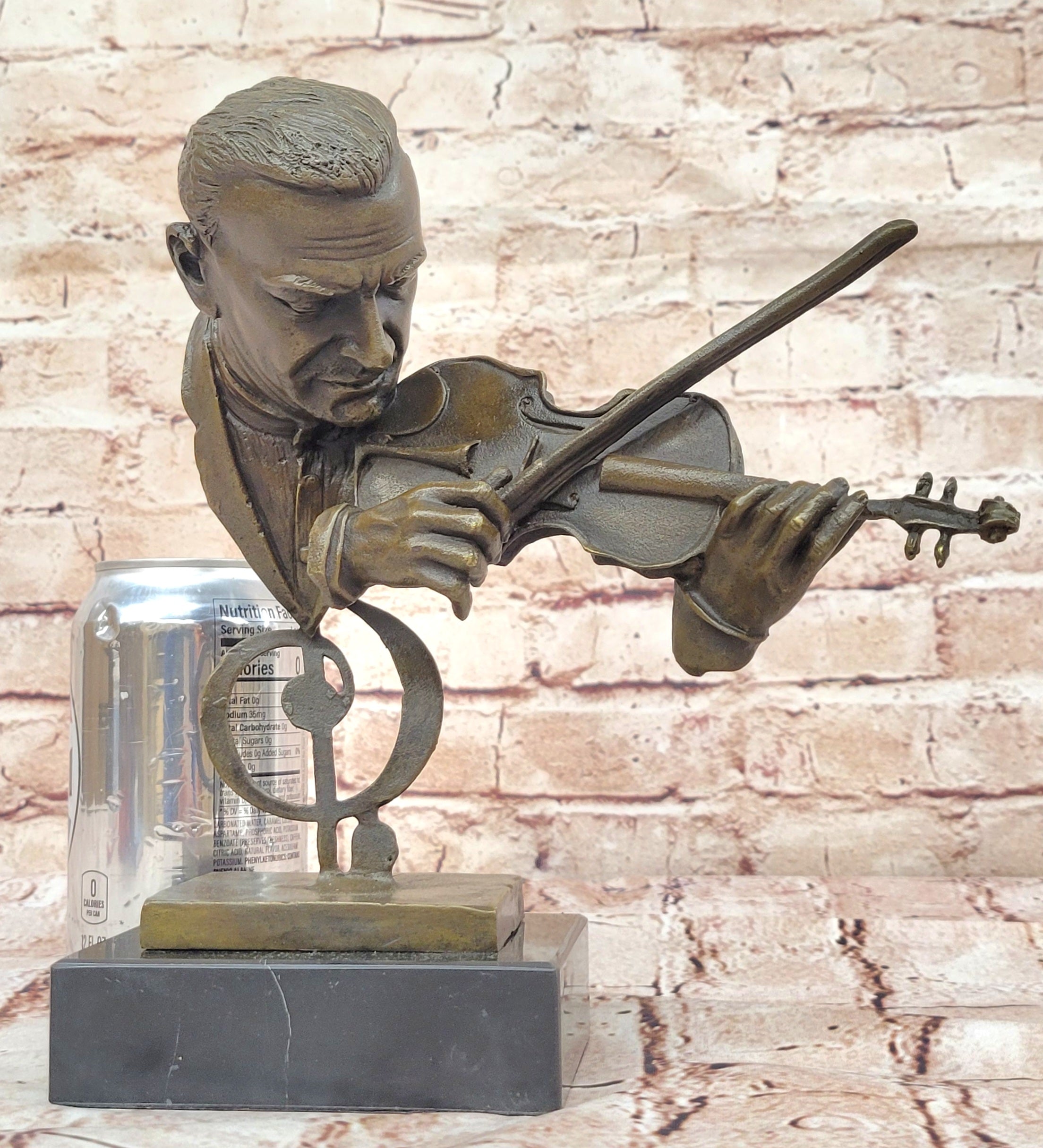 Vintage Modern Art Design Violin Player Bronze Sculpture Figurine