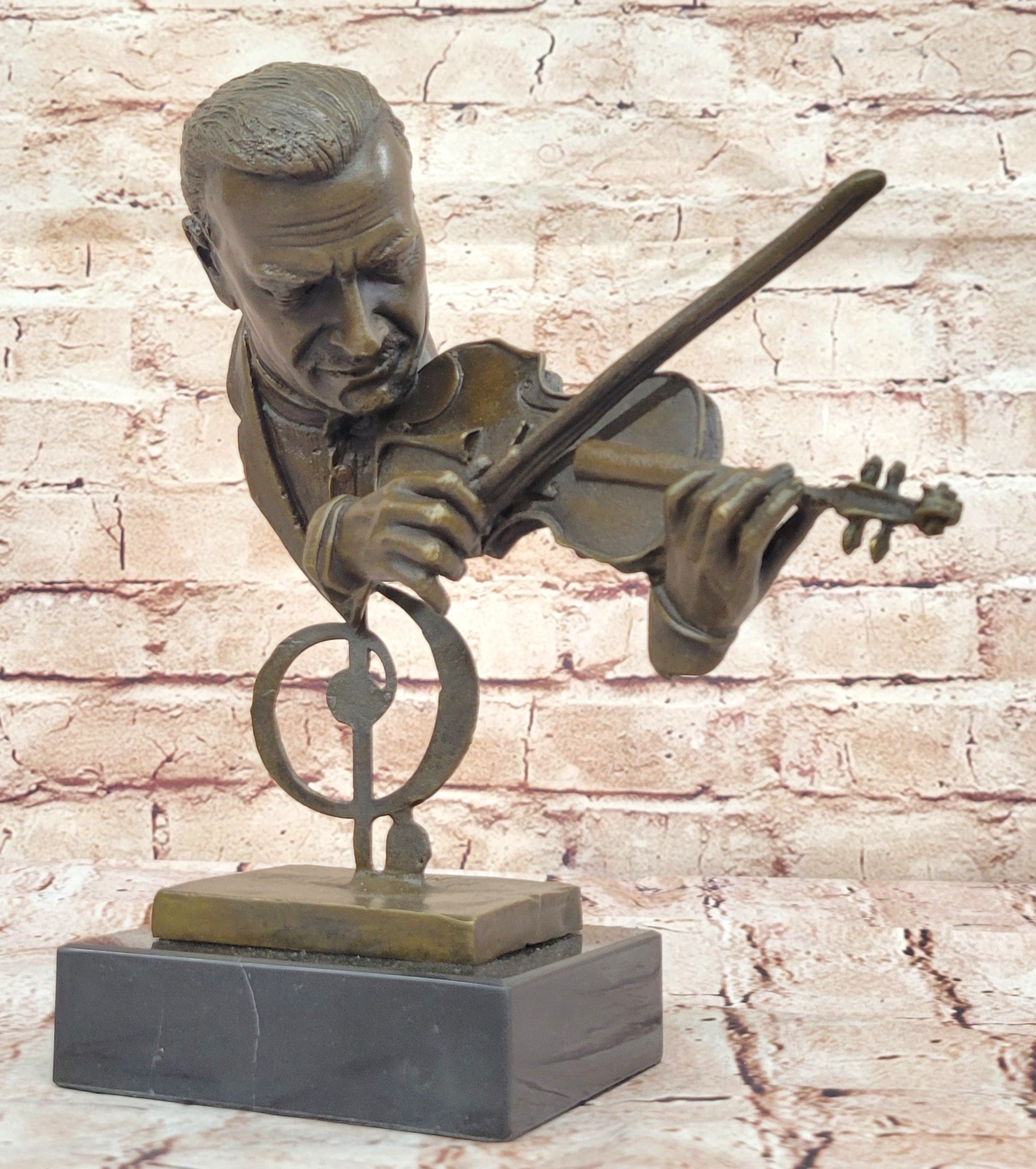 Vintage Modern Art Design Violin Player Bronze Sculpture Figurine