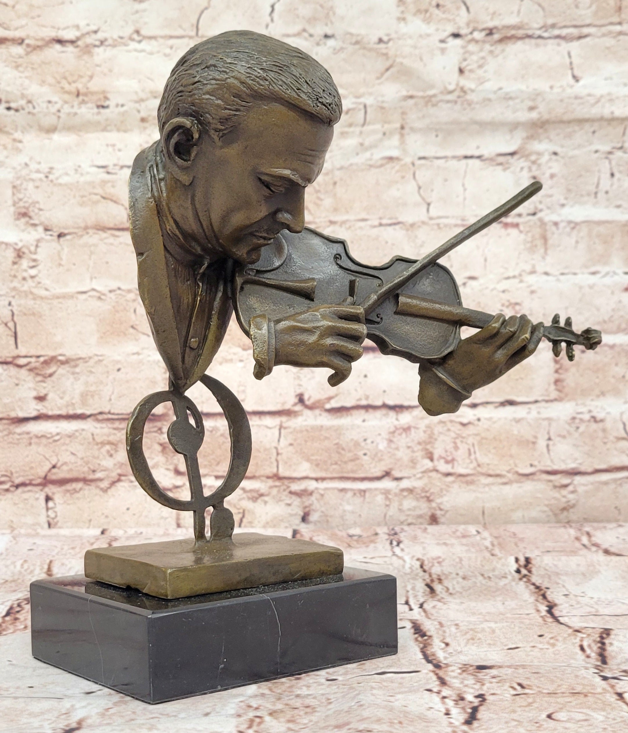 Vintage Modern Art Design Violin Player Bronze Sculpture Figurine