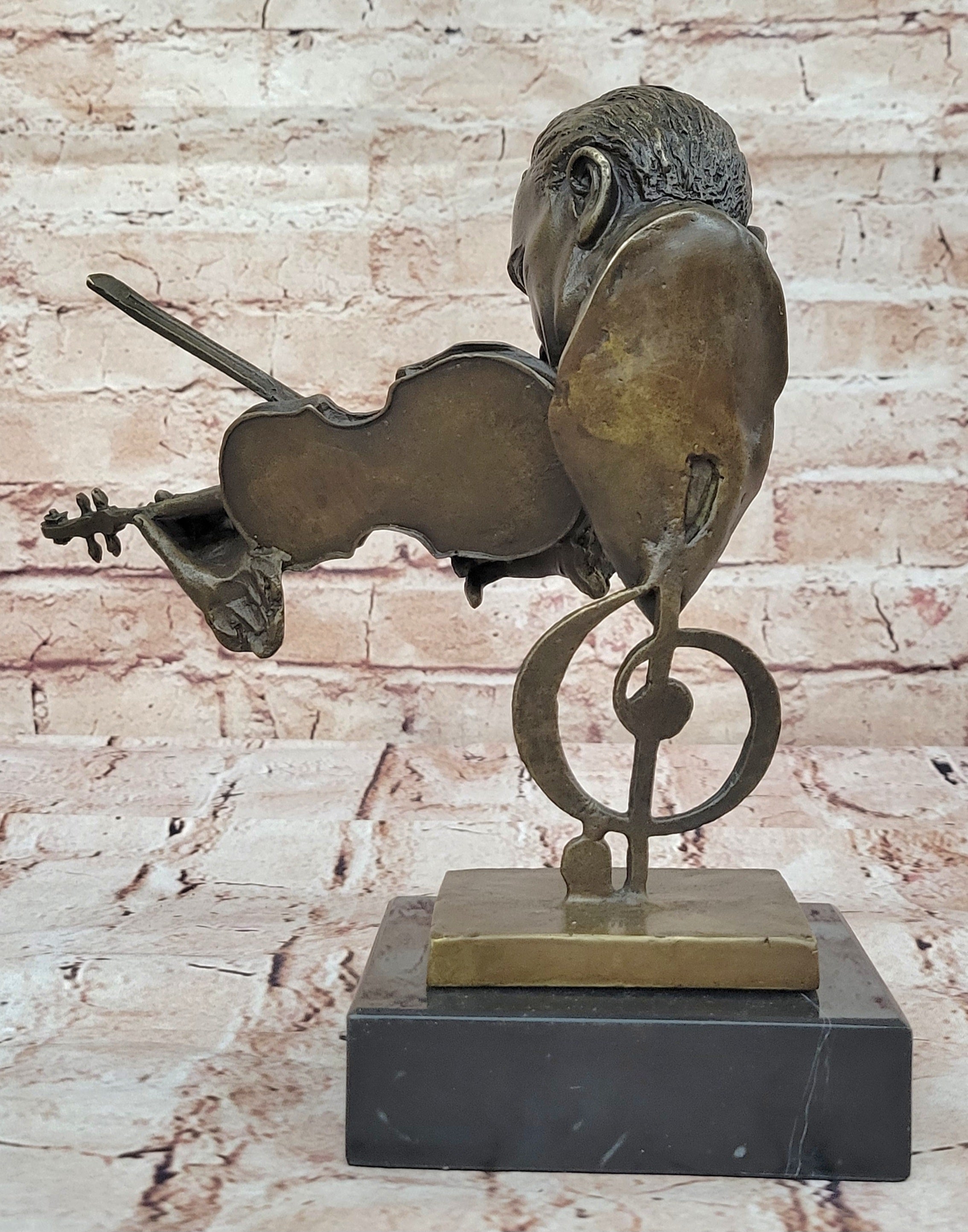 Vintage Modern Art Design Violin Player Bronze Sculpture Figurine