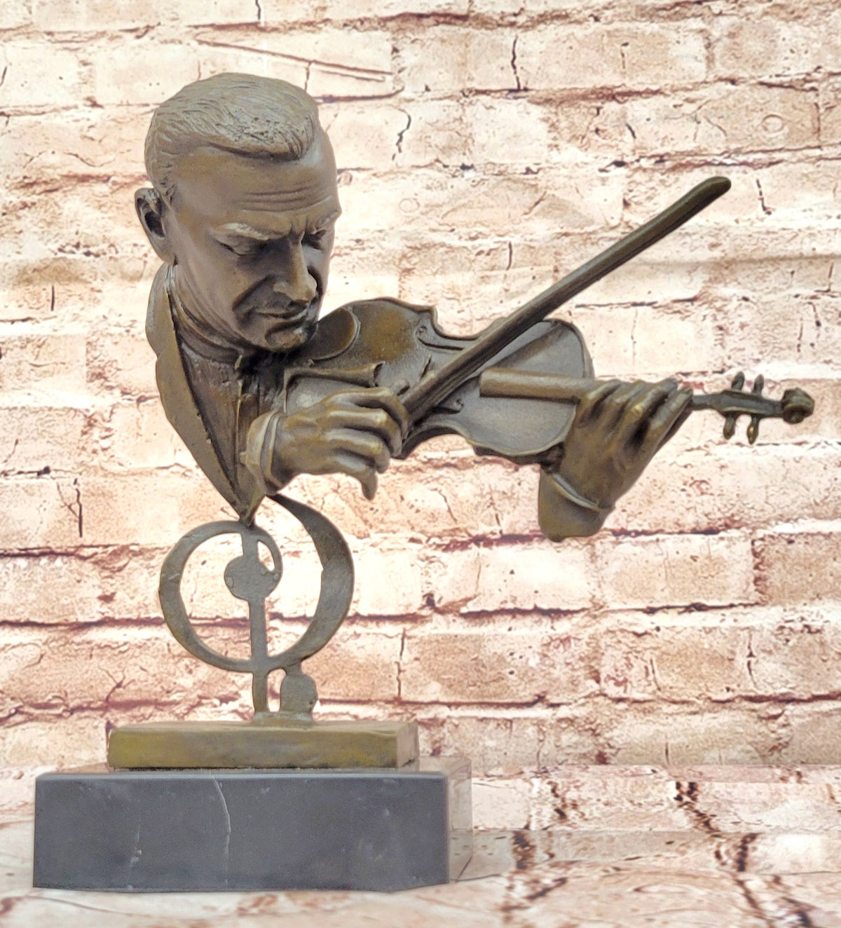 Vintage Modern Art Design Violin Player Bronze Sculpture Figurine